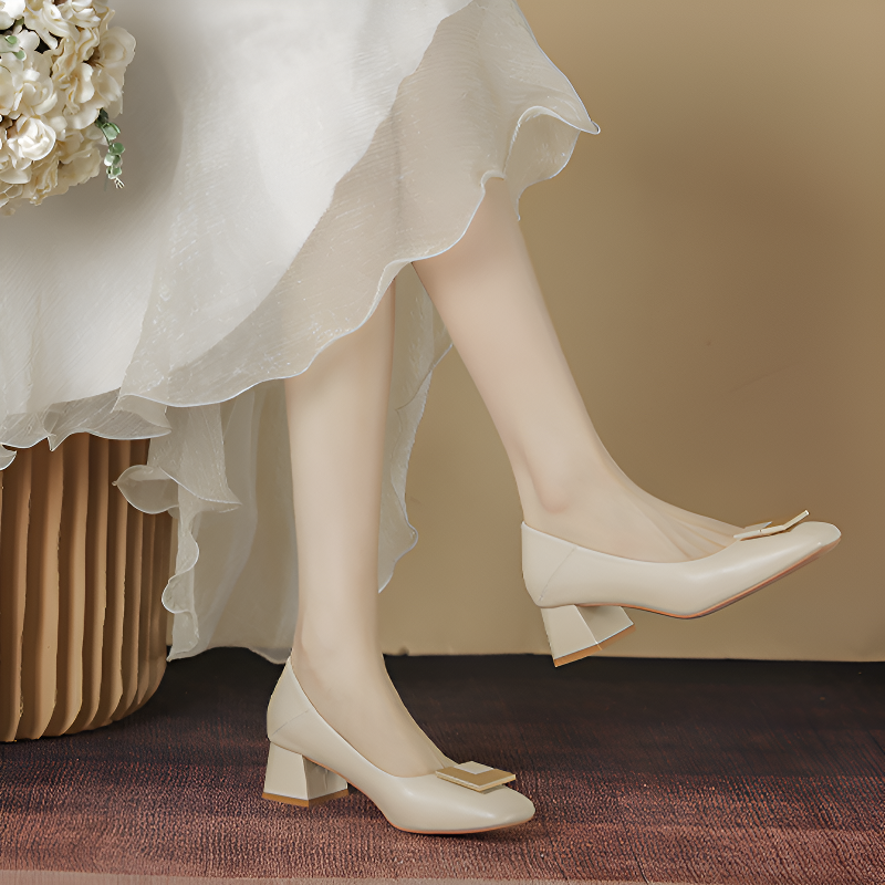 レディースエレガントスクエアトゥパンプス