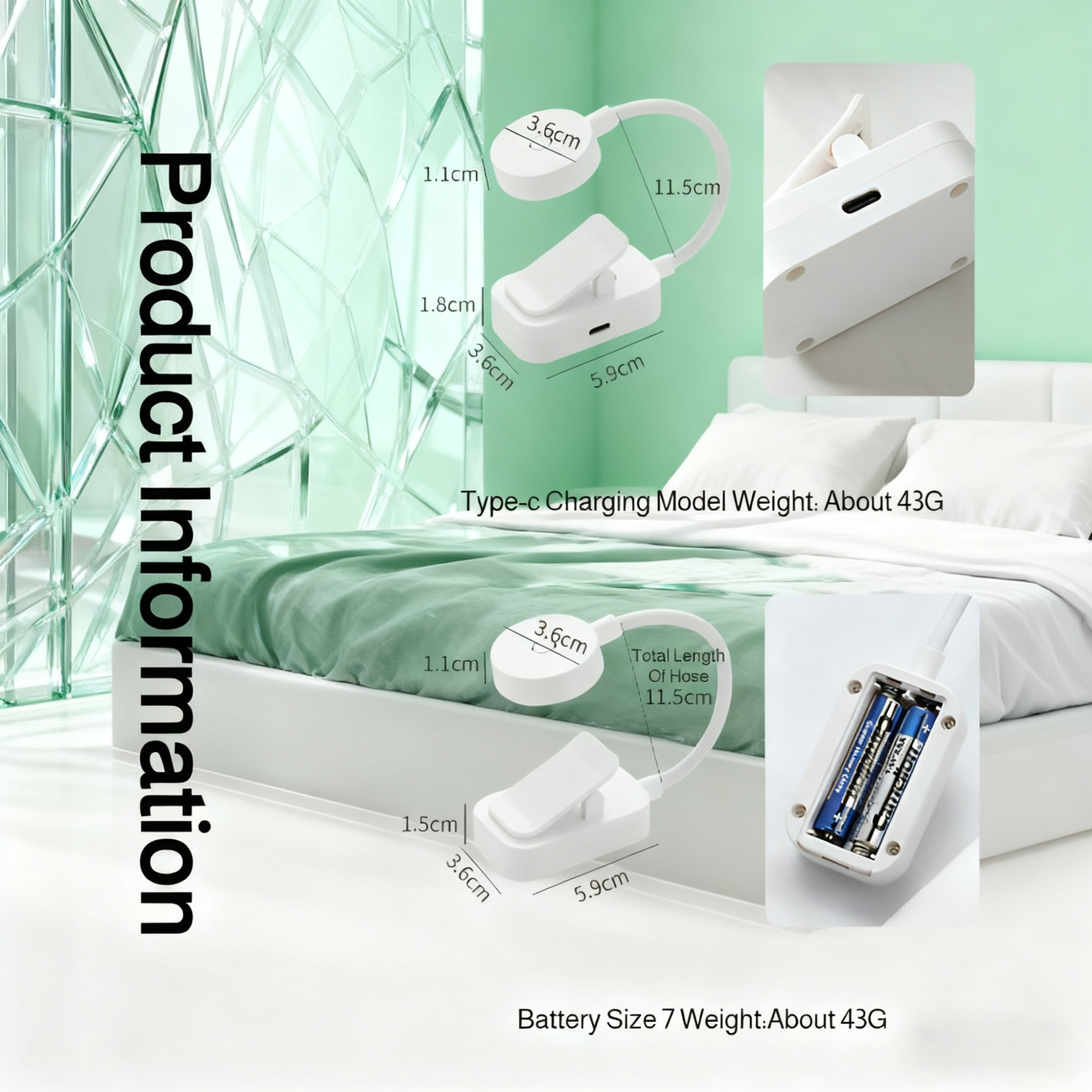 Lightweight reading lamp clipped to e-reader