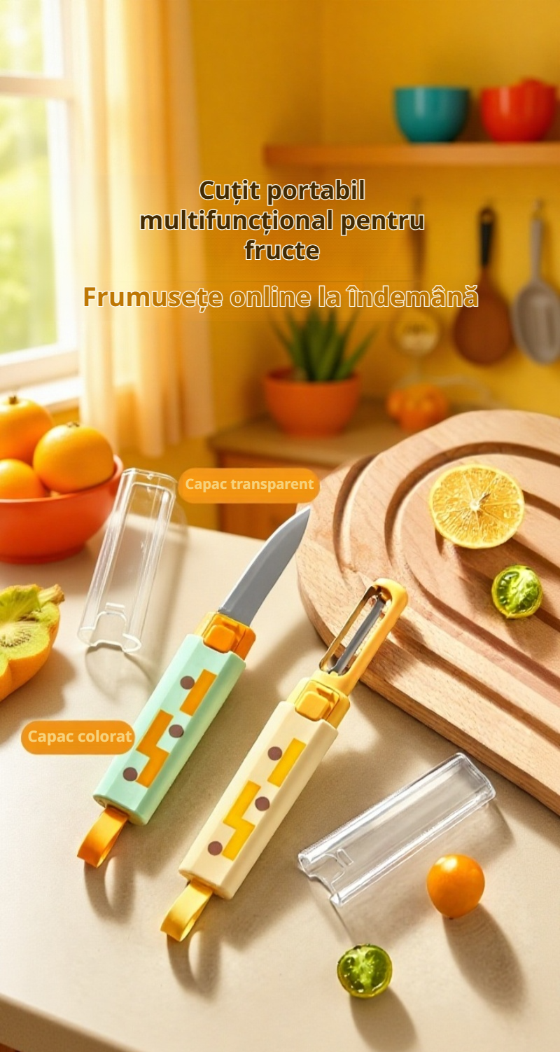 Cuțit și decojitor multifuncțional 2în1 pentru fructe