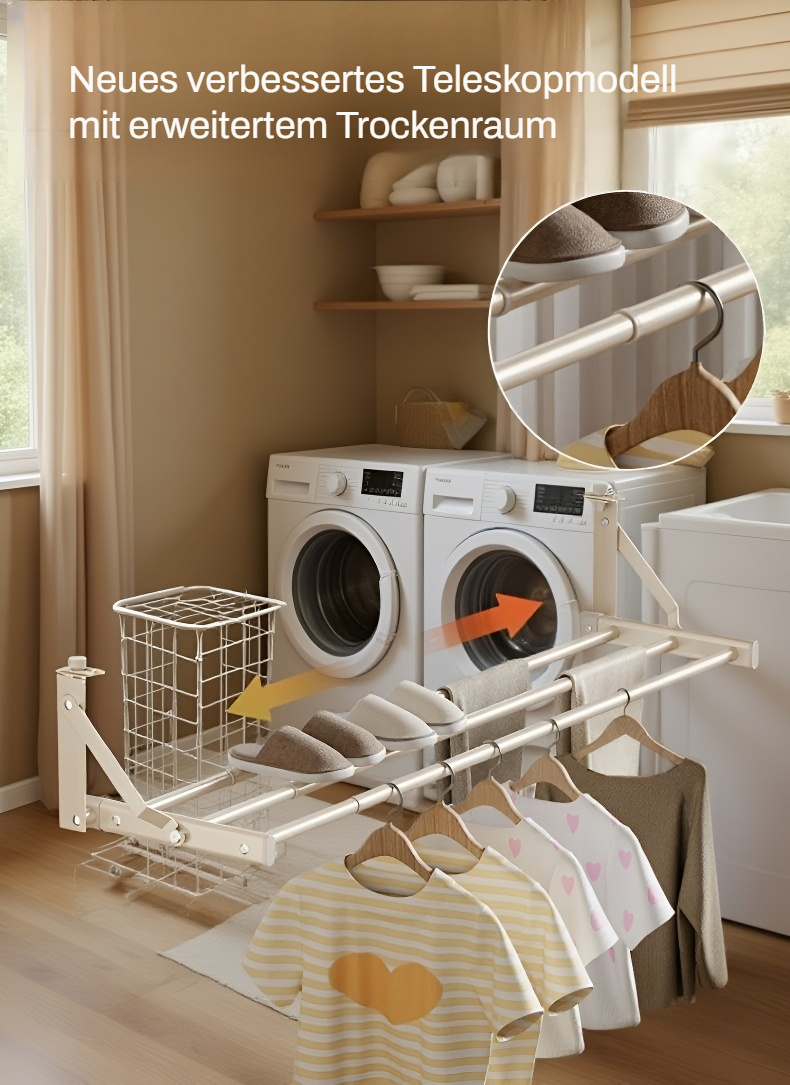Faltbarer Wäscheständer mit mehreren Trockenstangen