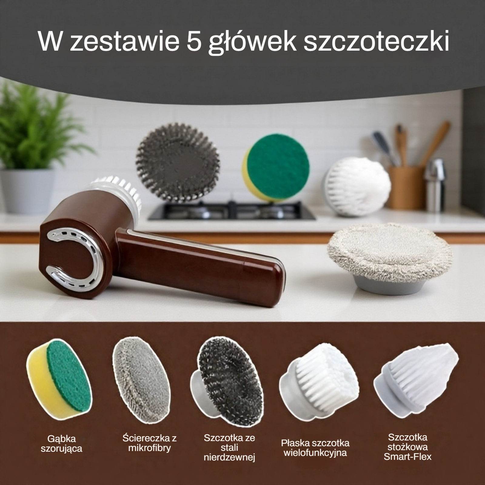 Szczotka elektryczna do kuchni i łazienki