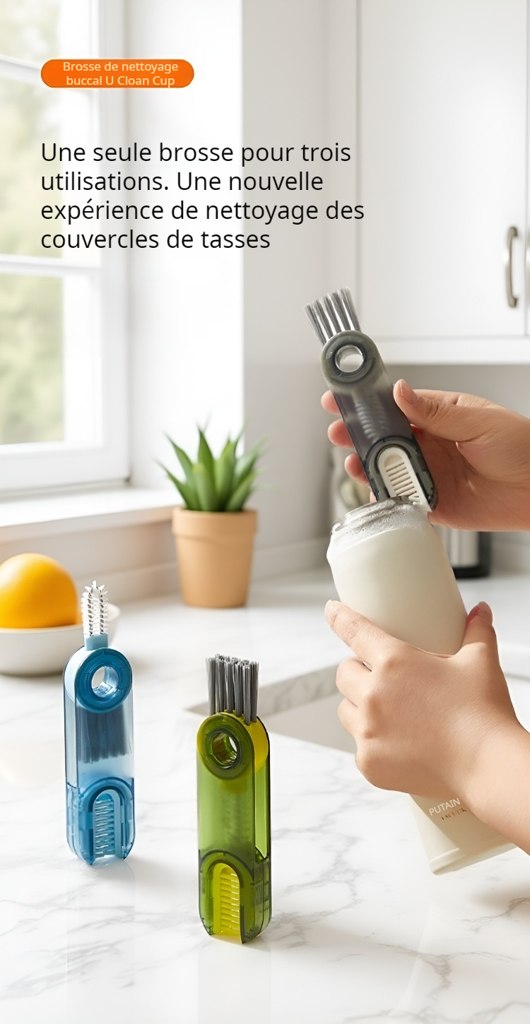 Brosse de nettoyage rotative en forme de U pour bouteille
