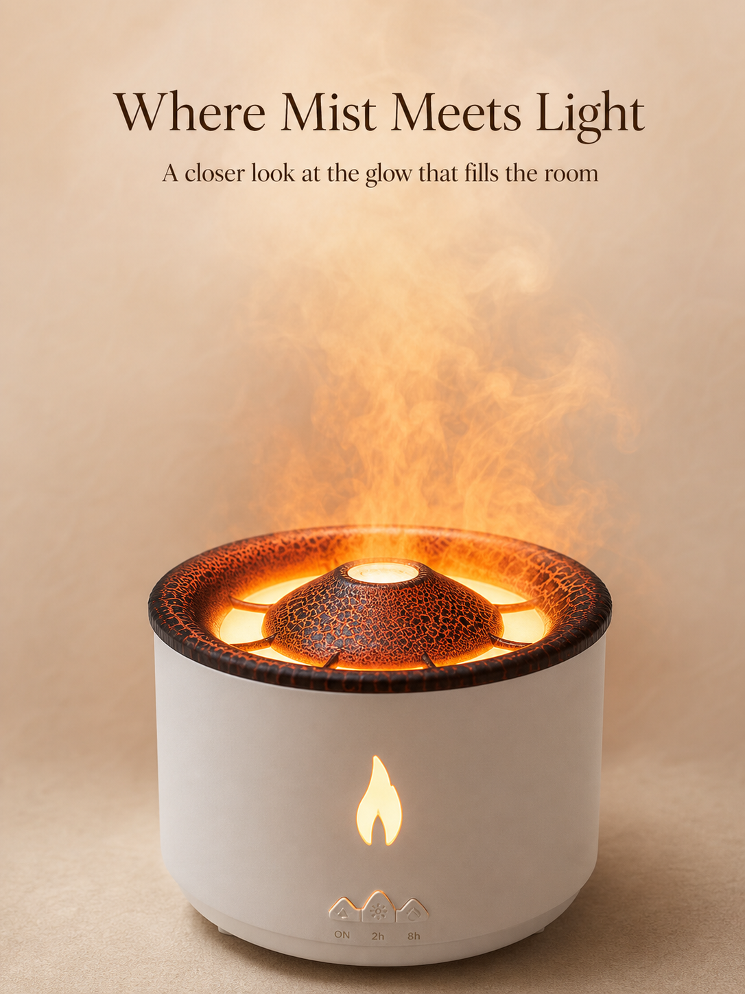 Ultrasonic Flame Aroma Diffuser with realistic flame effect