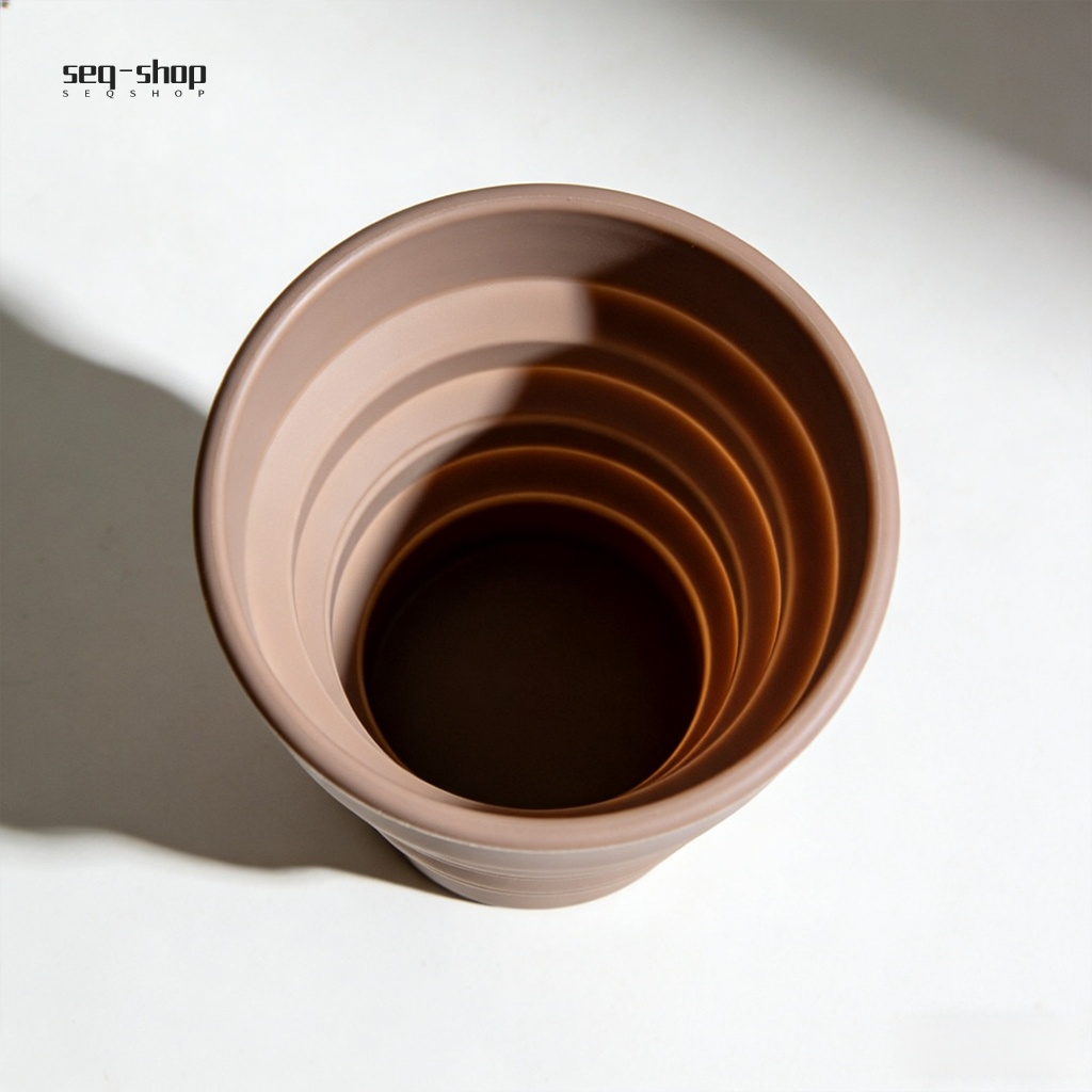 Compact travel cup fits in pocket or bag