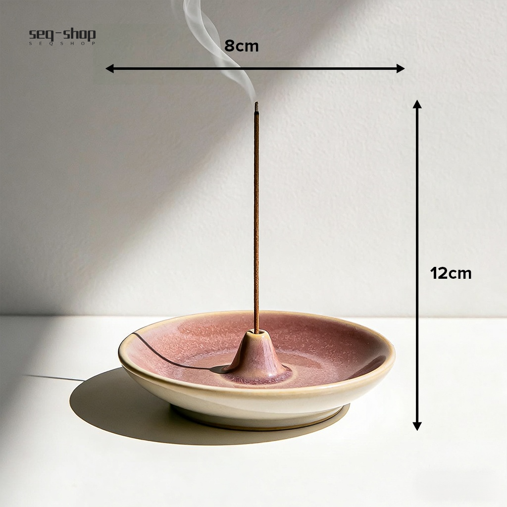 Handmade vintage incense holder on wooden table