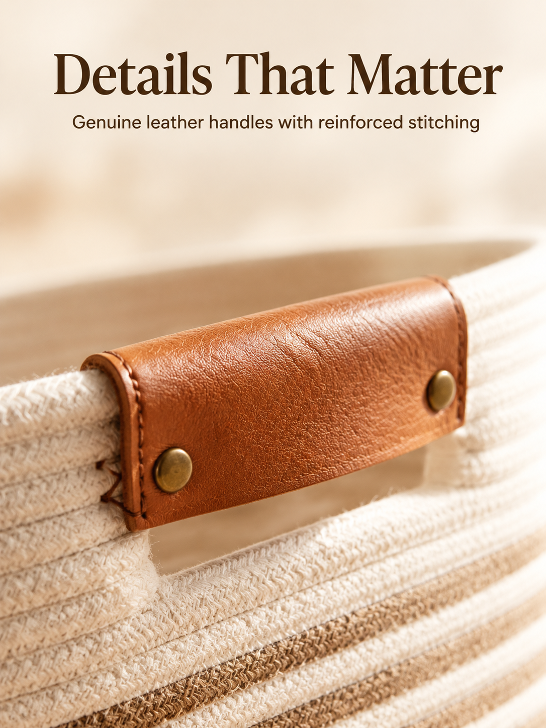 Handwoven cotton rope basket for home organization