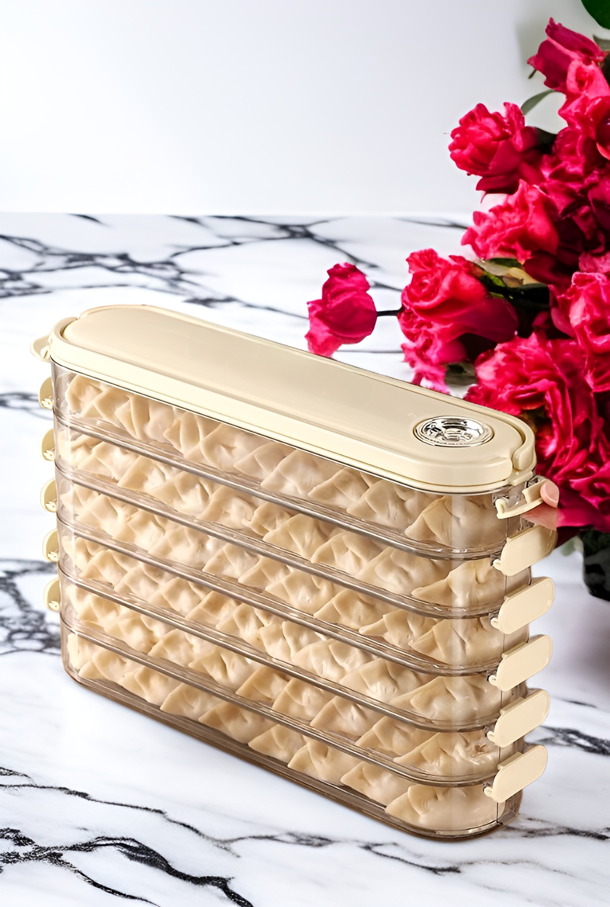 กล่องเก็บอาหารสำหรับเกี๊ยวสด ประหยัดพื้นที่จัดเก็บ