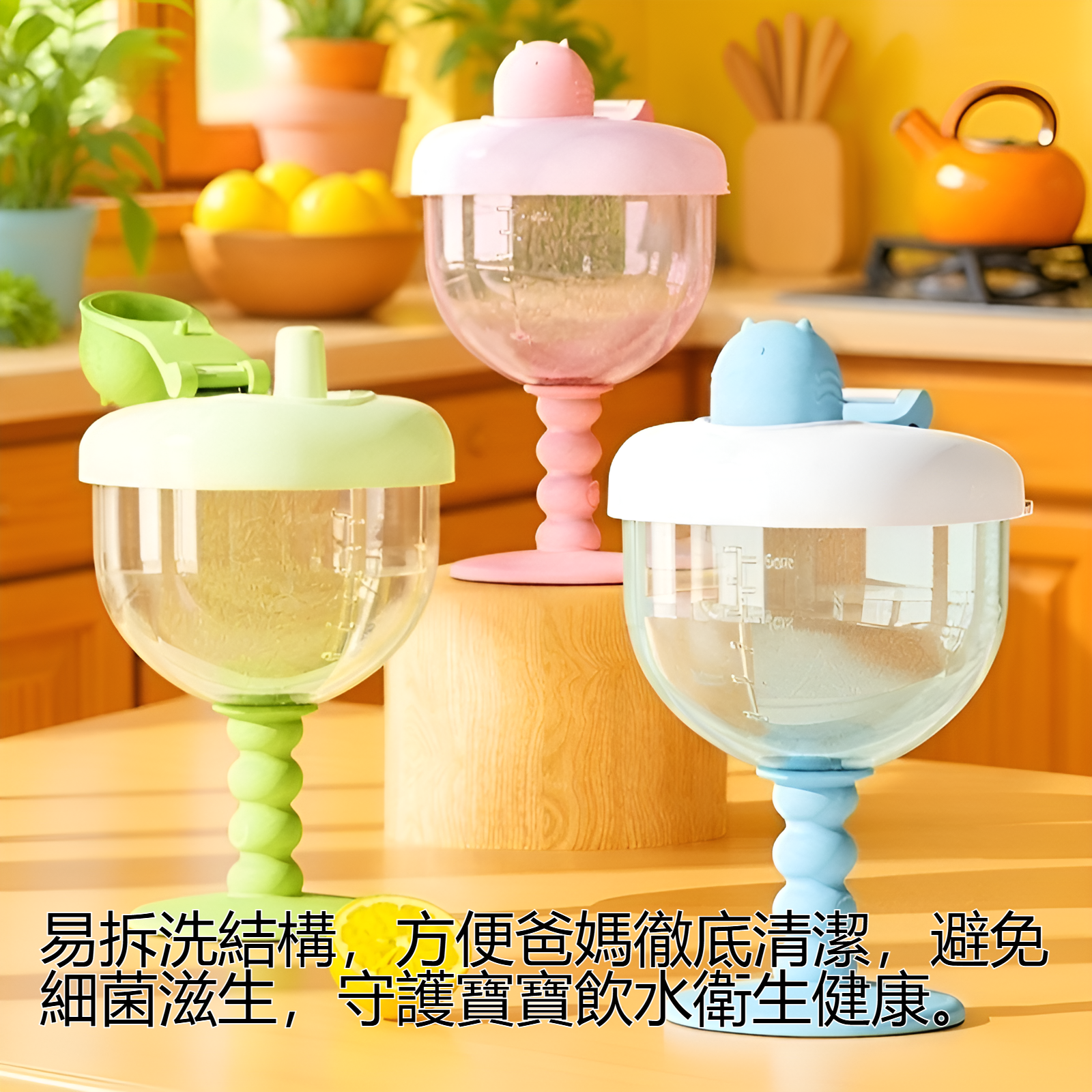 嬰兒學飲高腳吸管杯外觀展示