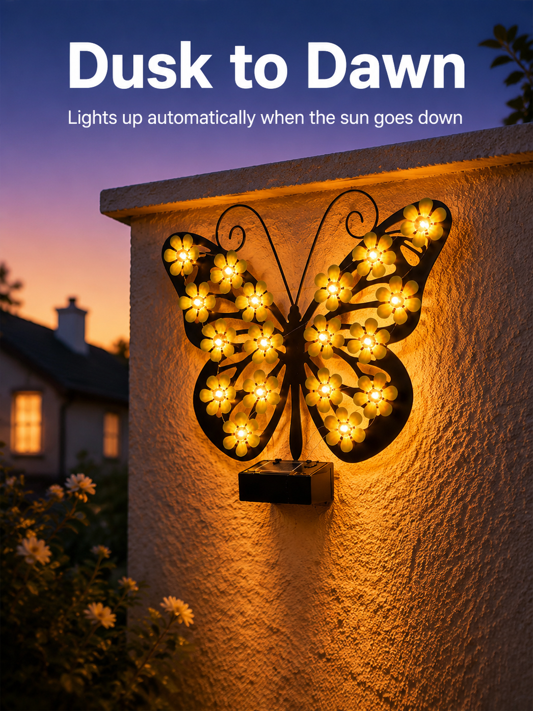 Close-up of butterfly lamp glowing at night