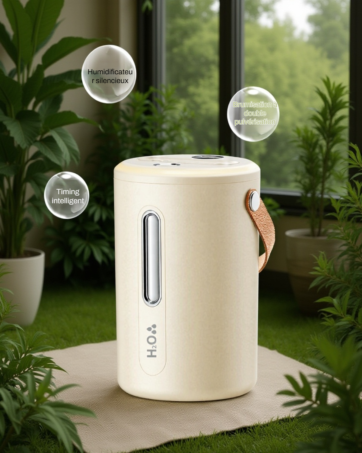 Vue de l'humidificateur à large angle en fonctionnement