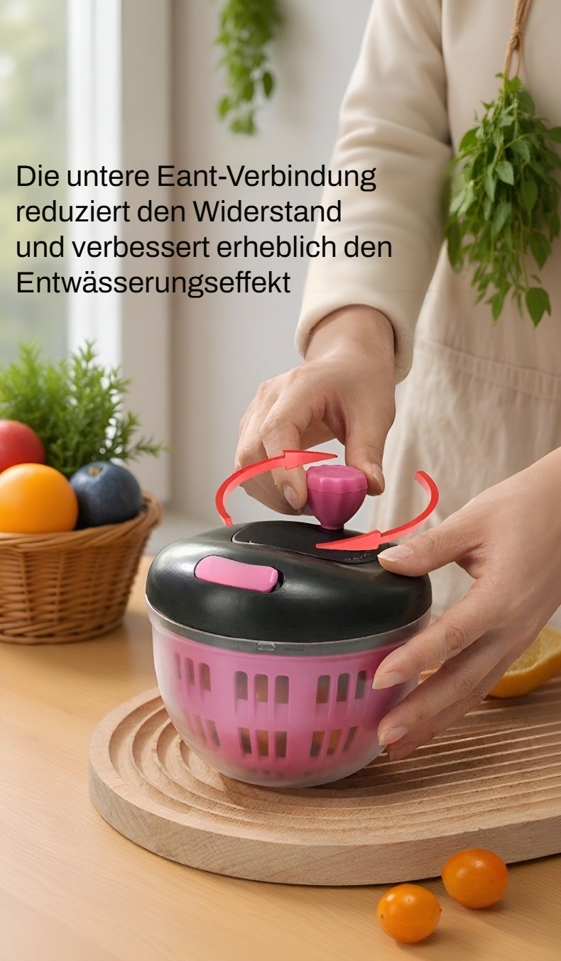 Salatschleuder mit frischem Salat und knackigem Gemüse