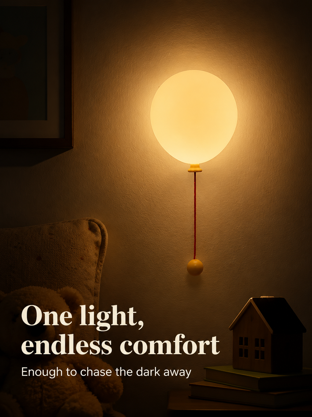 Balloon night light with easy touch controls