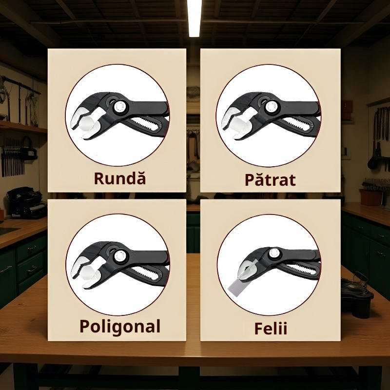 Buton de ajustare rapidă pe cleștele universal pentru apă