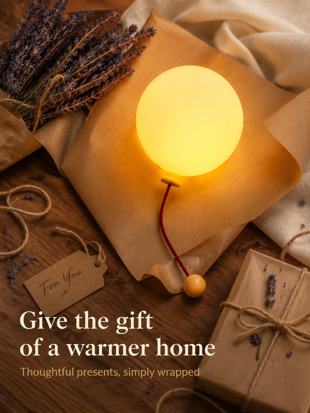 Soft glowing light from balloon night lamp