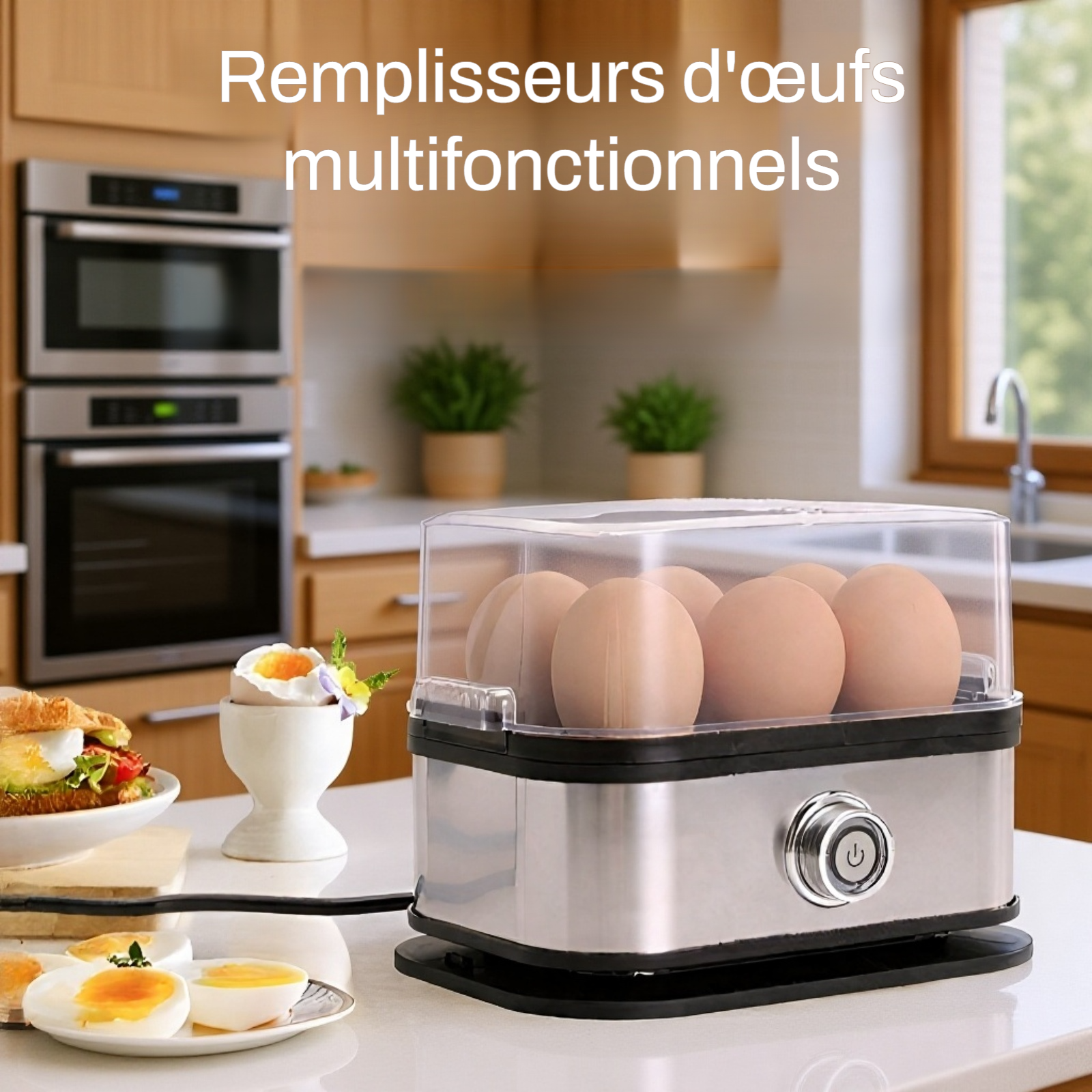 Appareil à cuire les œufs compact et mobile sur le plan de travail