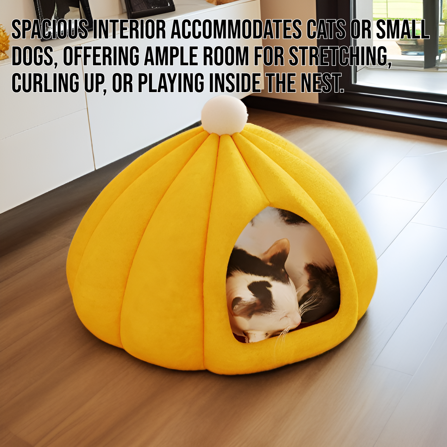 Soft and cozy pumpkin-shaped pet bed