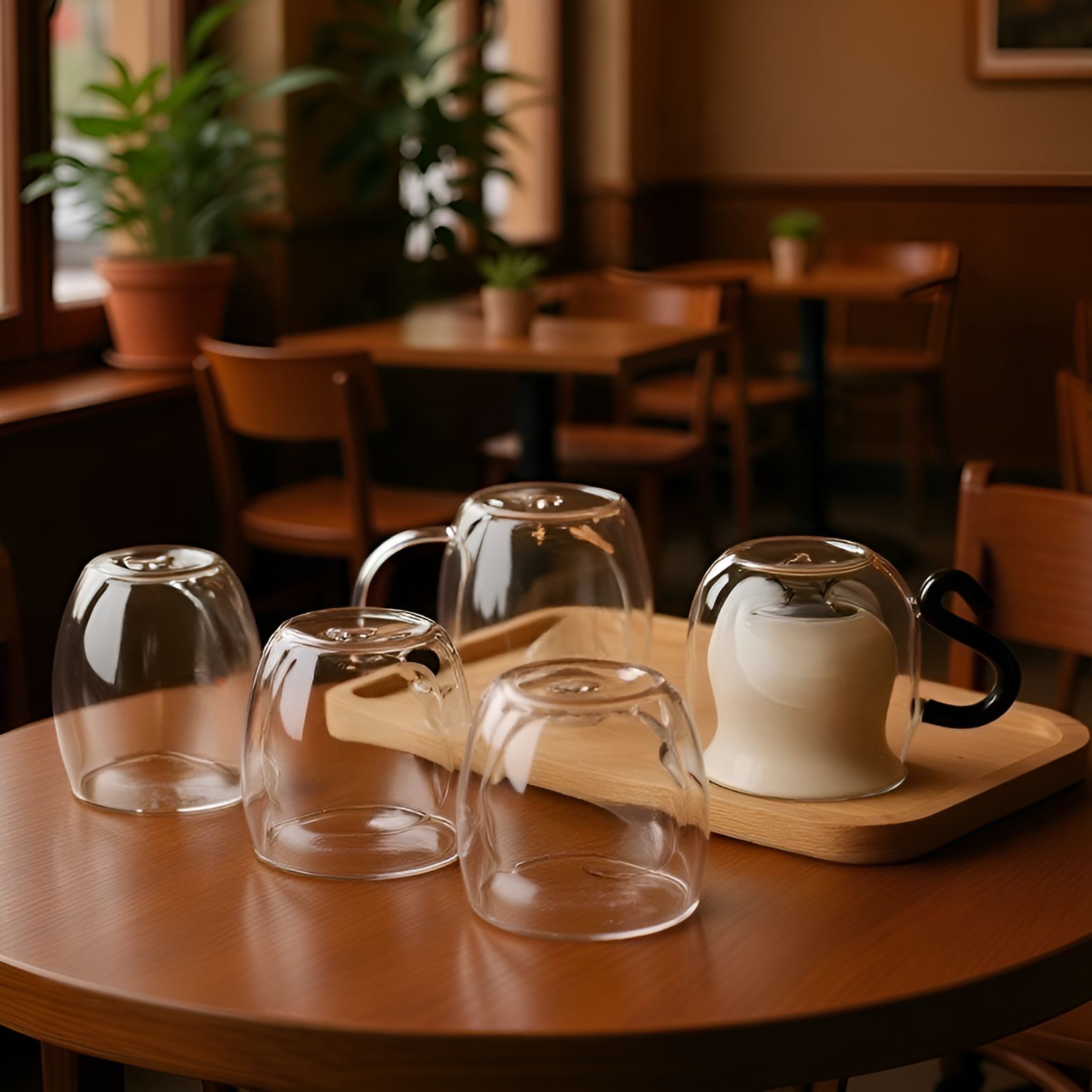 이중 유리 구조로 보온 효과가 뛰어난 컵