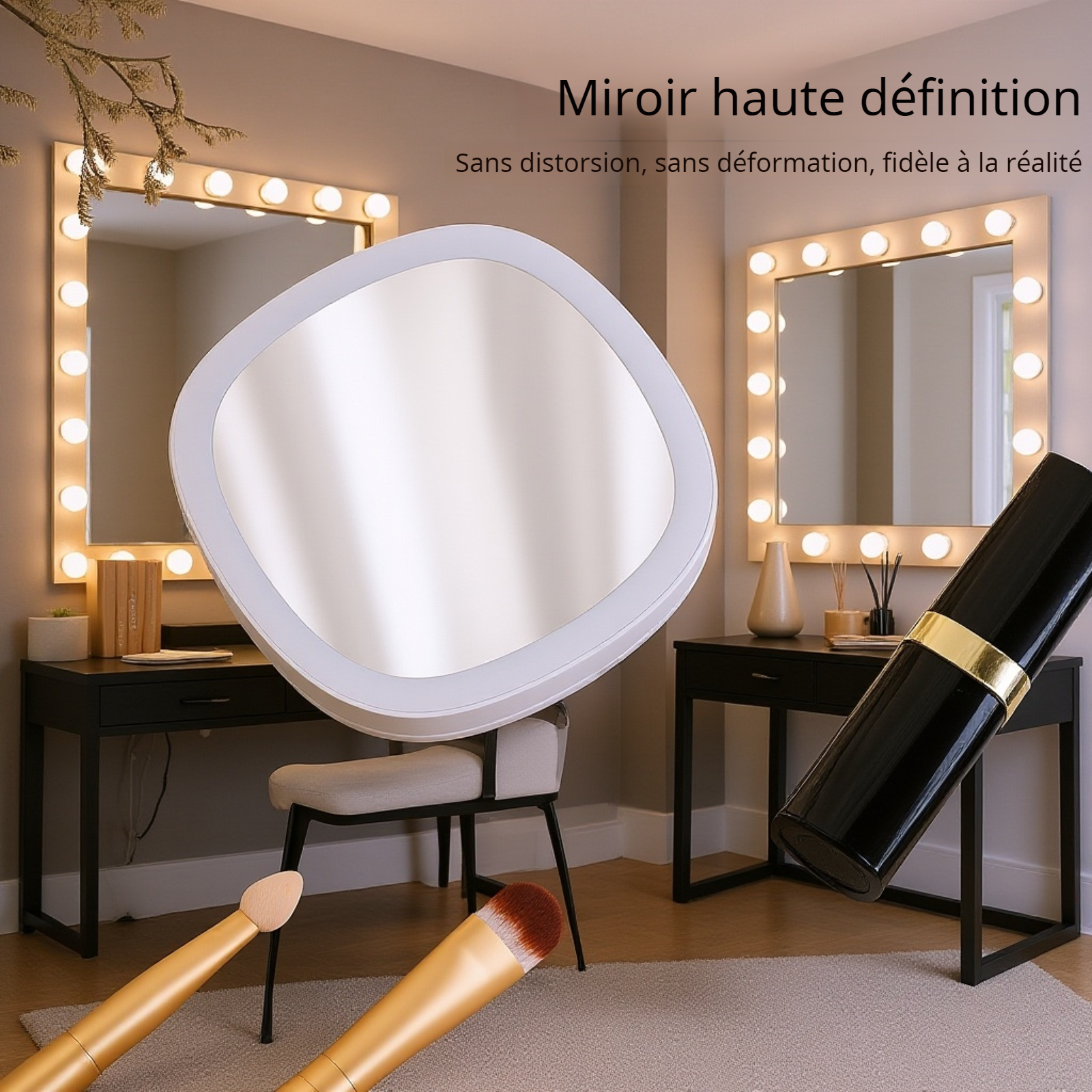 Miroir pliant mini avec éclairage LED pour beauté