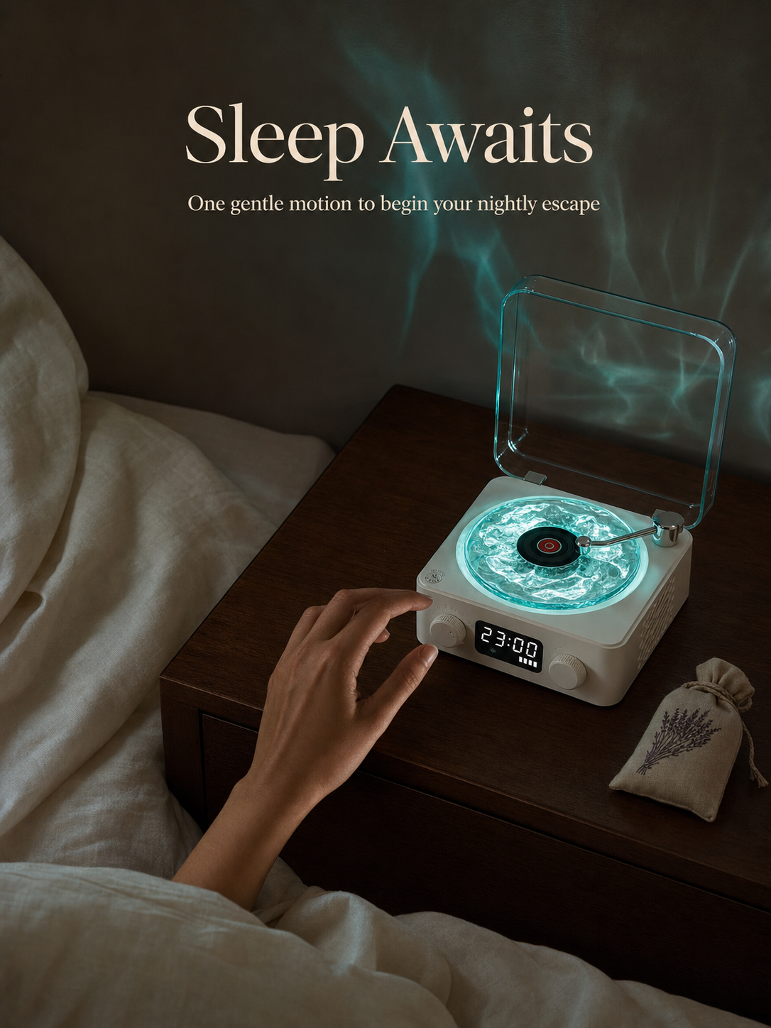 Sleep aid audio lamp with calming blue light