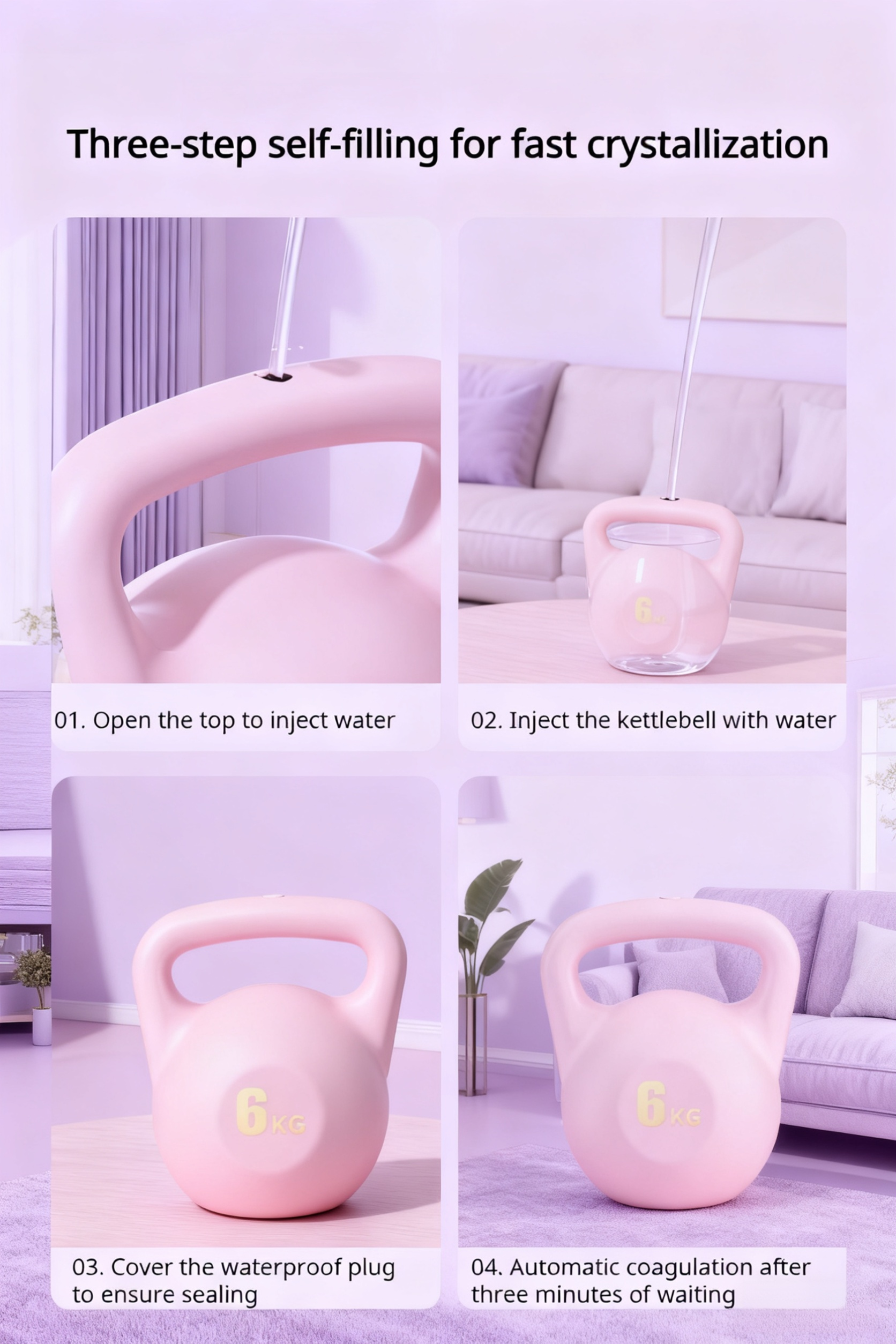 Portable kettlebell with self-filling feature