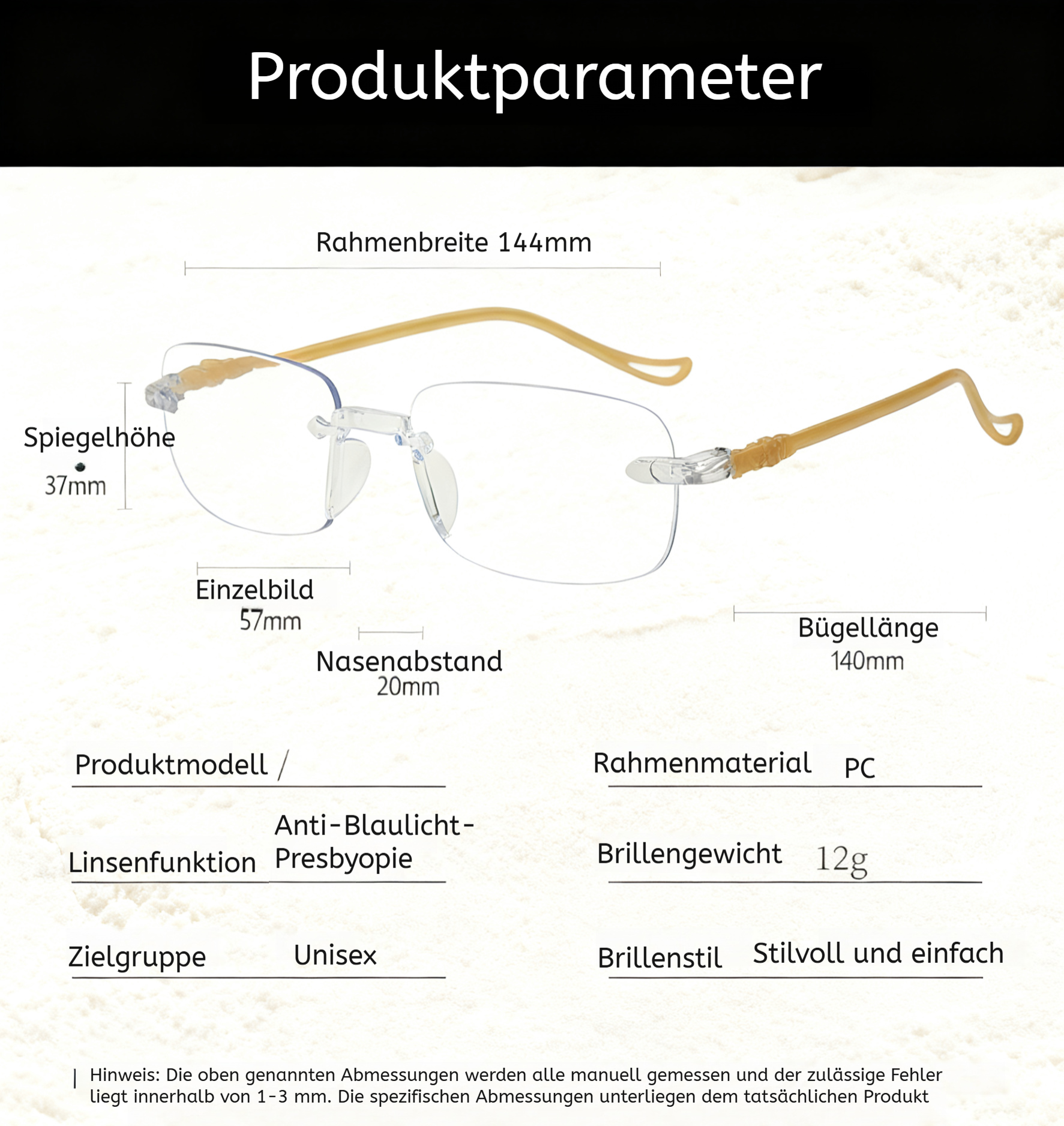 Stilvolle Lesebrille mit innovativer Schönheitsfunktion
