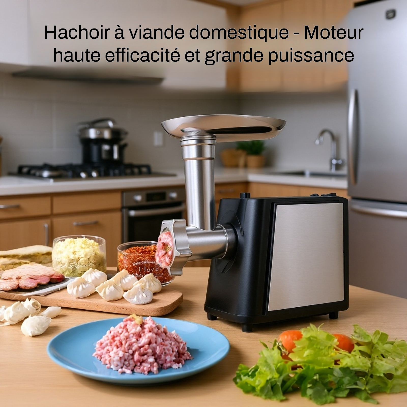 Hachoir à viande électrique en acier inoxydable pour cuisine domestique