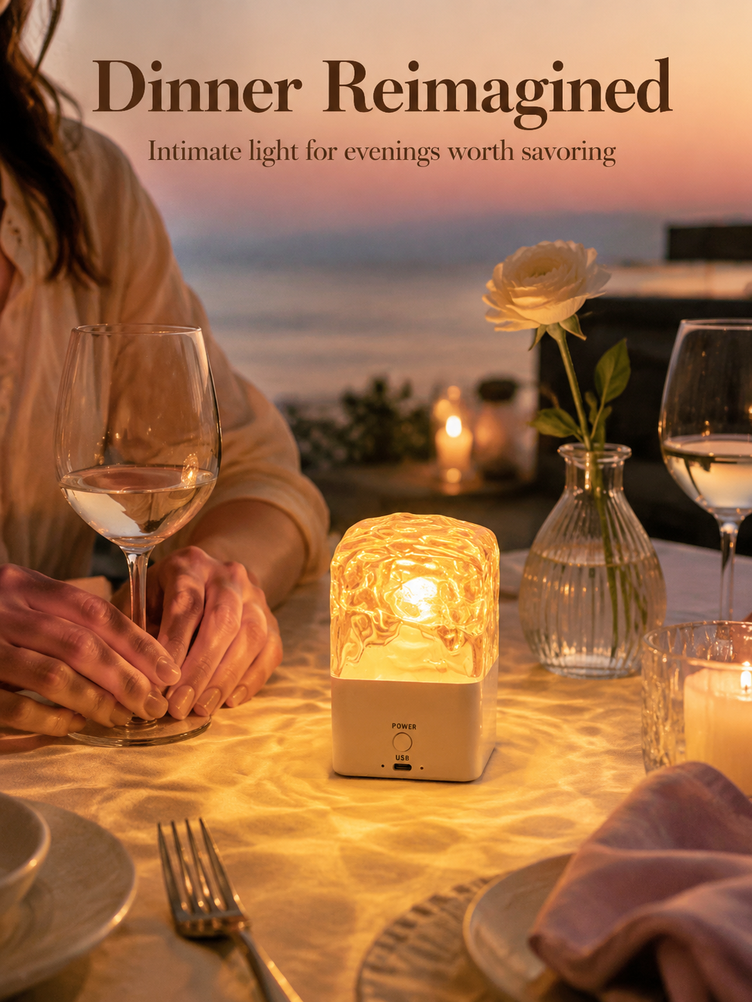 Portable Bluetooth speaker emitting colorful water ripple lights