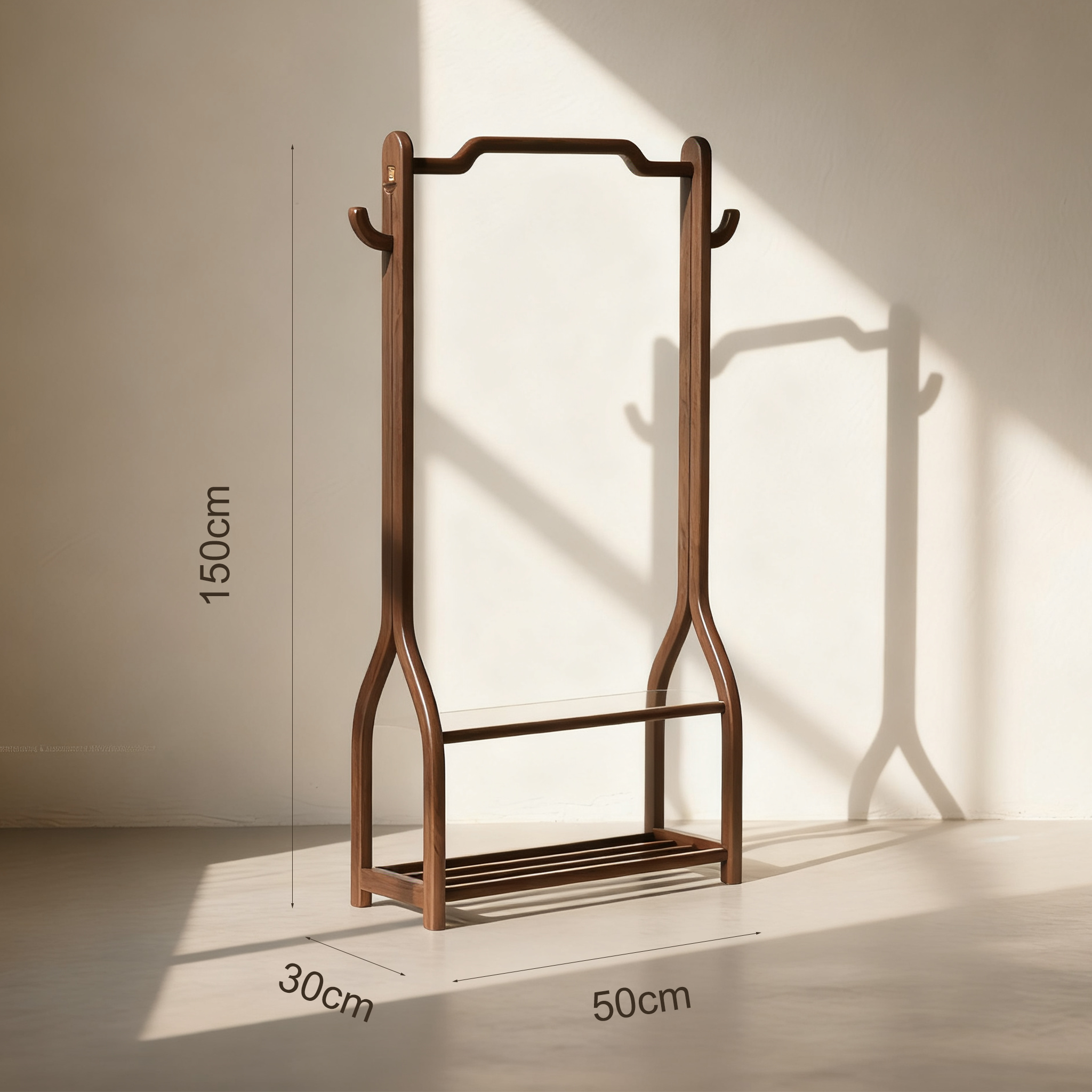 Diófa ruhafogas állvány modern designnal