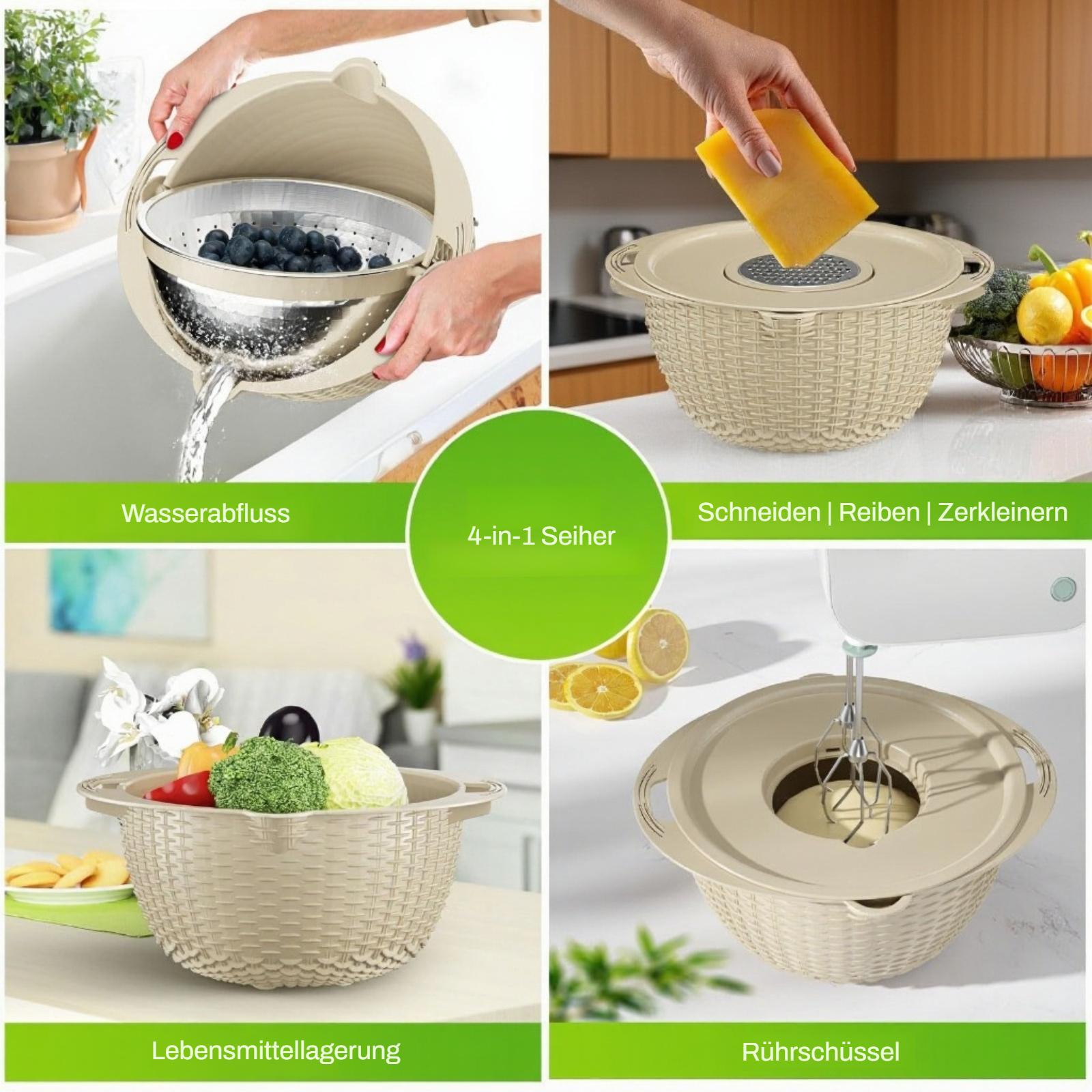 Robuster und langlebiger Edelstahl-Schneidekorb für Gemüse