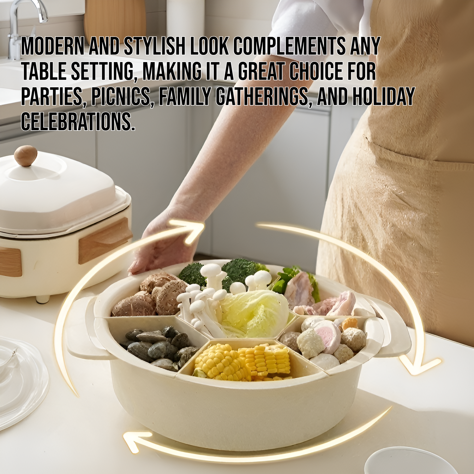 Stylish kitchen serving platter for vegetables and snacks