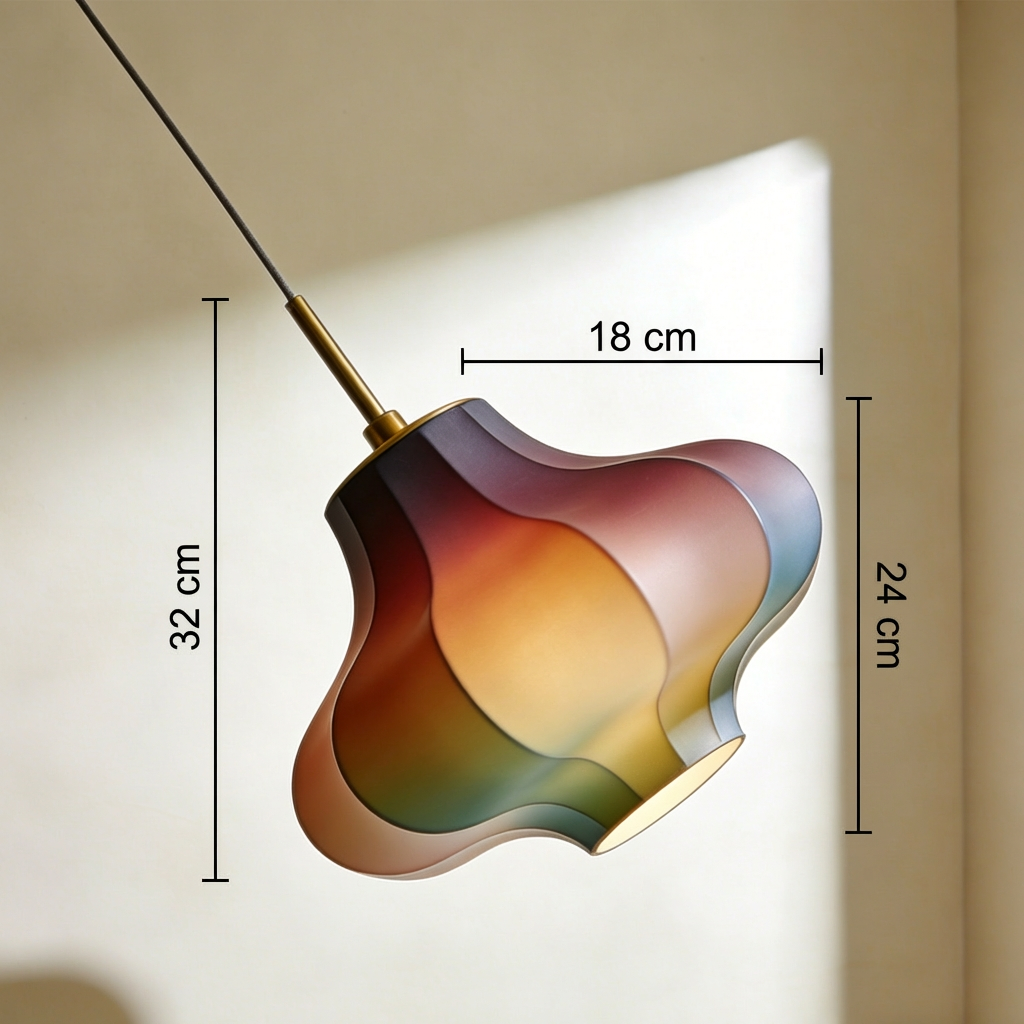 Contemporary chandelier illuminating dining area