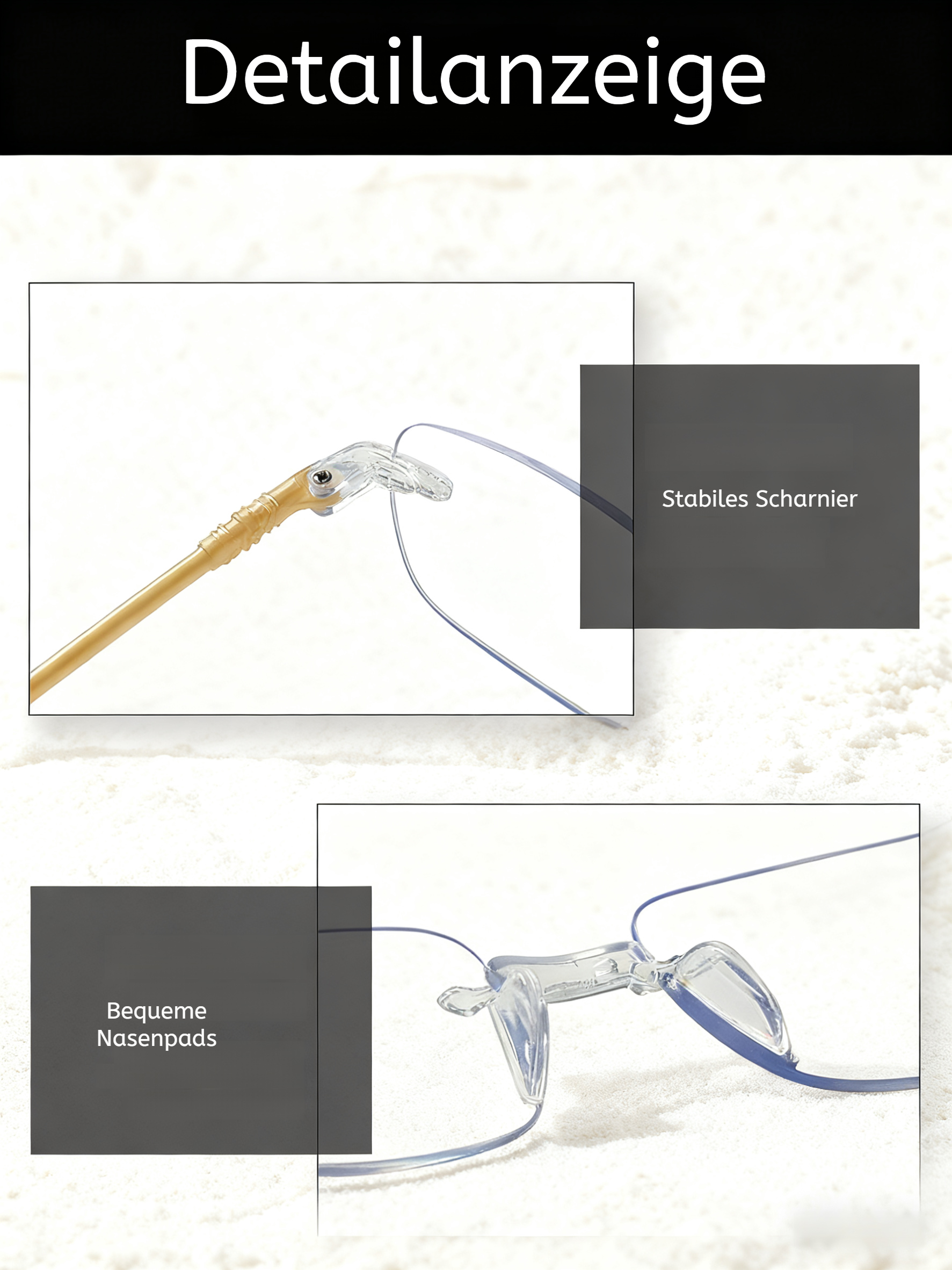 Moderne Brille für Senioren mit Anti-Aging-Effekt