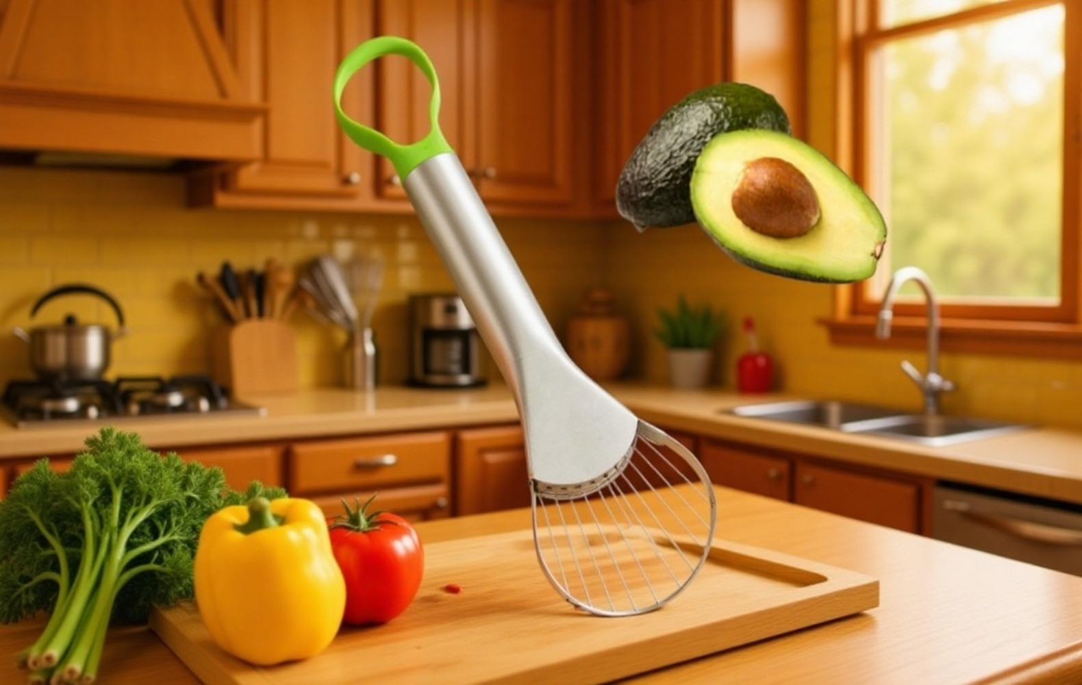 Separator de fructe din oțel inoxidabil pentru avocado