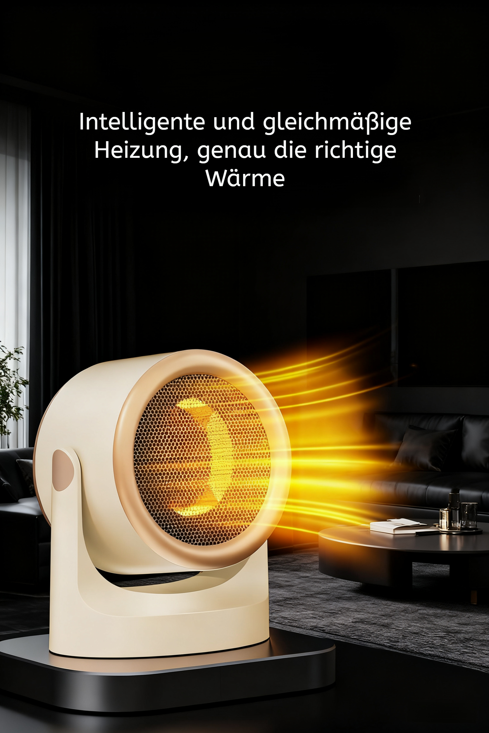 Energiesparender Tisch-Heizlüfter in modernem Design
