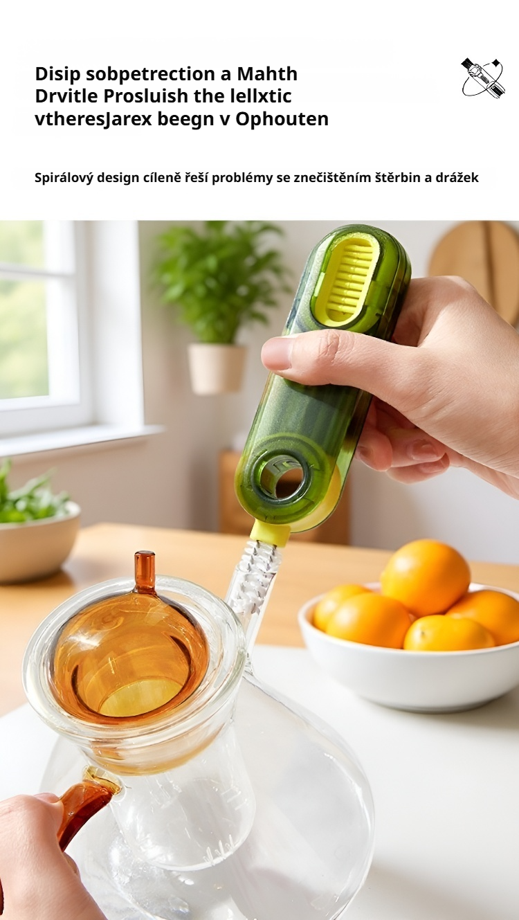 Snadné čištění lahví kartáčem s otočnou hlavicí