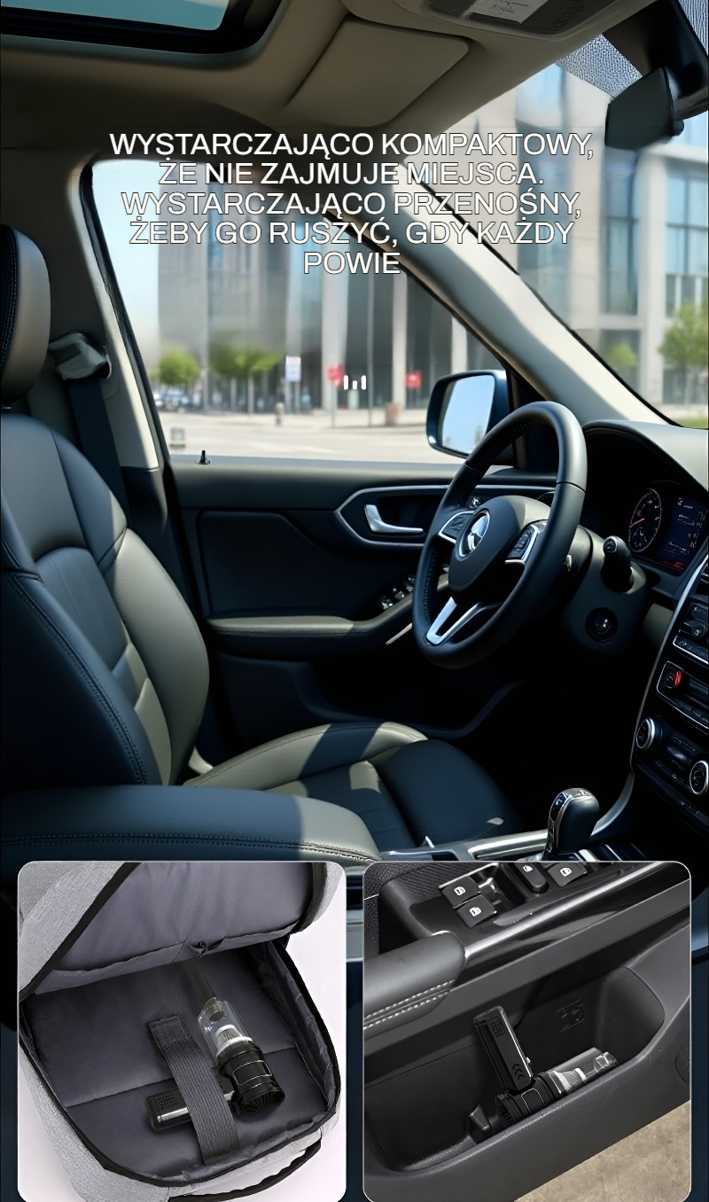 Łatwe przechowywanie odkurzacza samochodowego w aucie