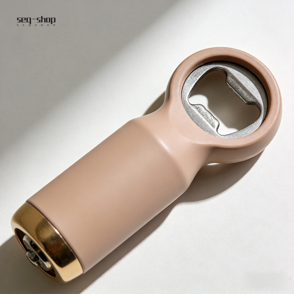 Wall mounted magnetic beer bottle opener in use