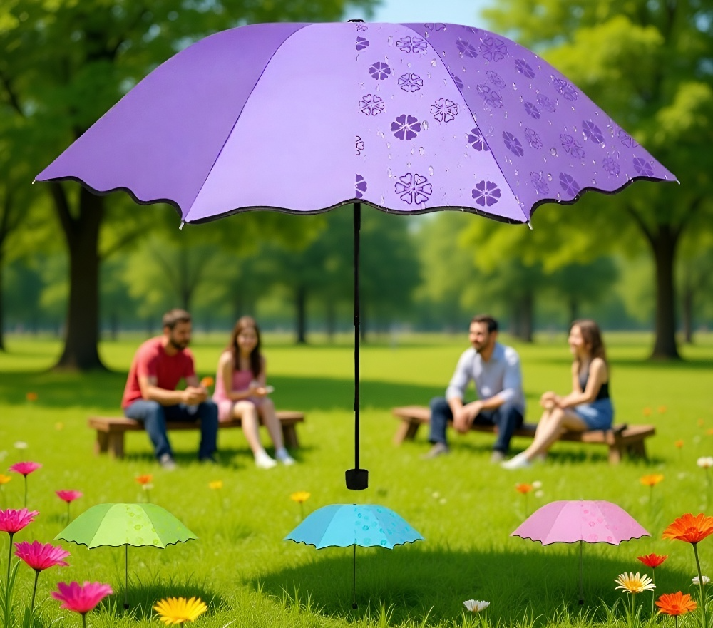 Detalle de la doble capa de goma negra del paraguas