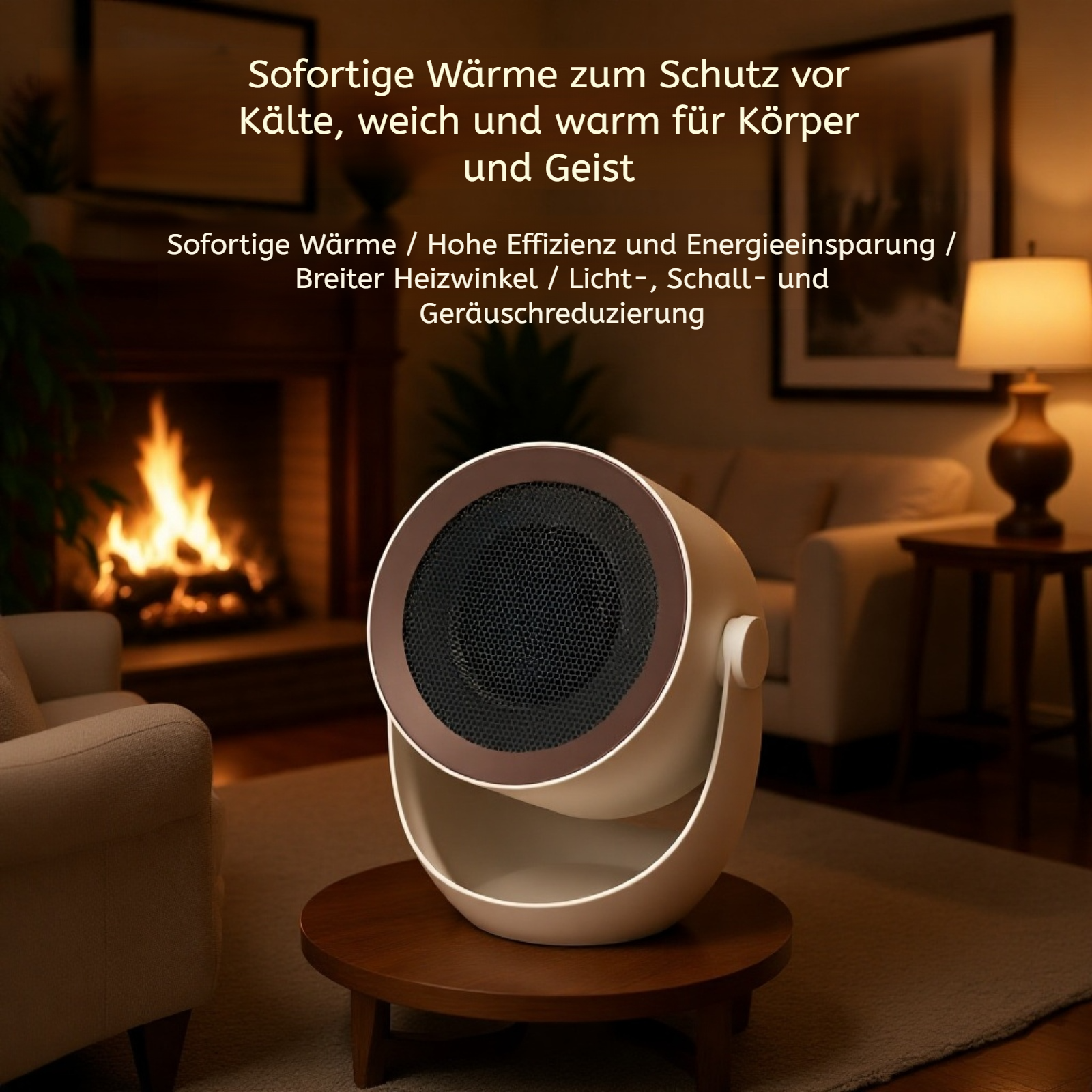 Kompakter Heizlüfter für den Schreibtisch in moderner Optik