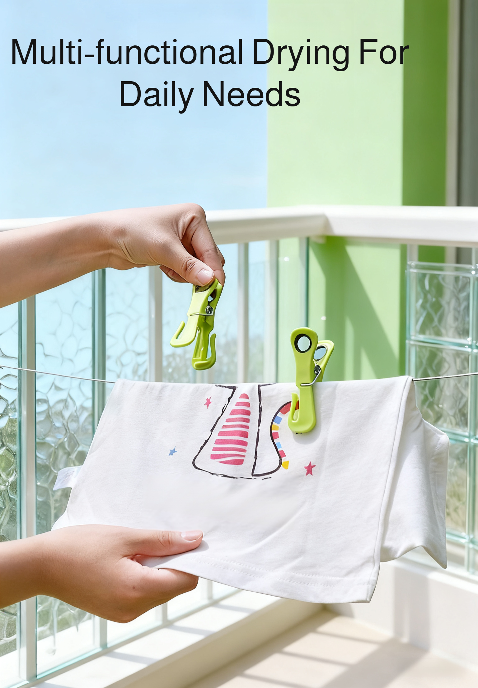 Durable and rust-resistant clothes drying clips in use