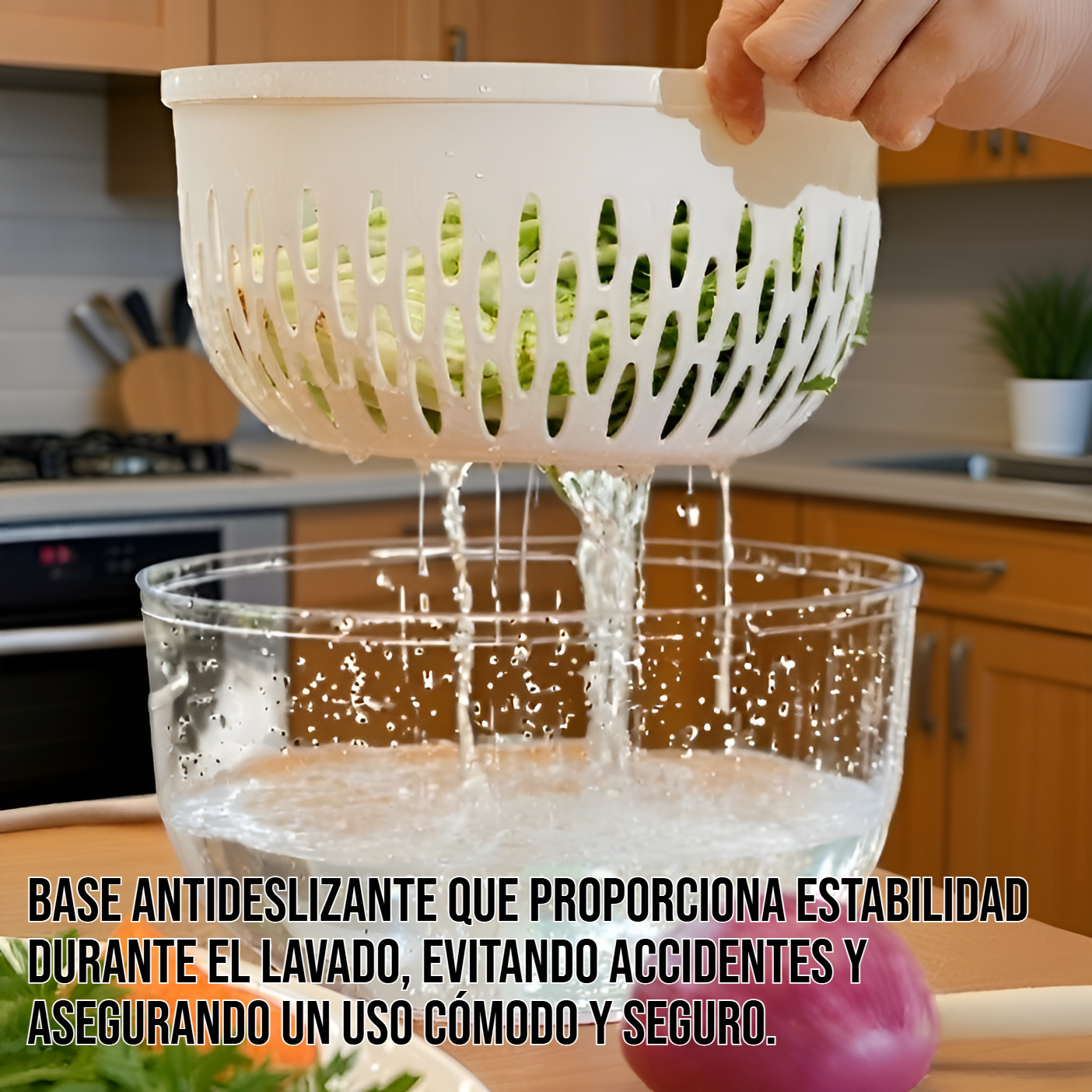 Lavador de verduras con diseño de doble capa