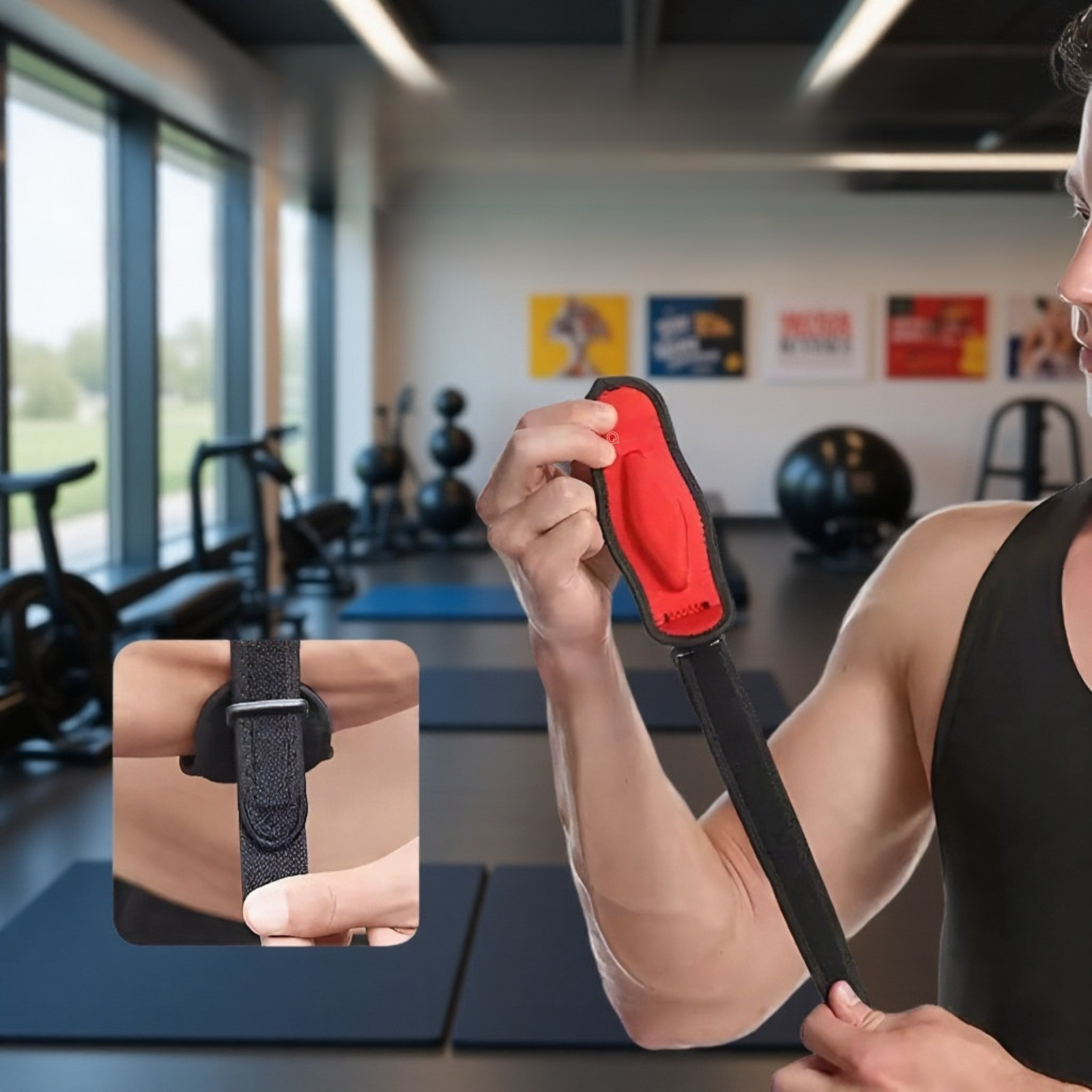 Athlete wearing joint support brace during exercise