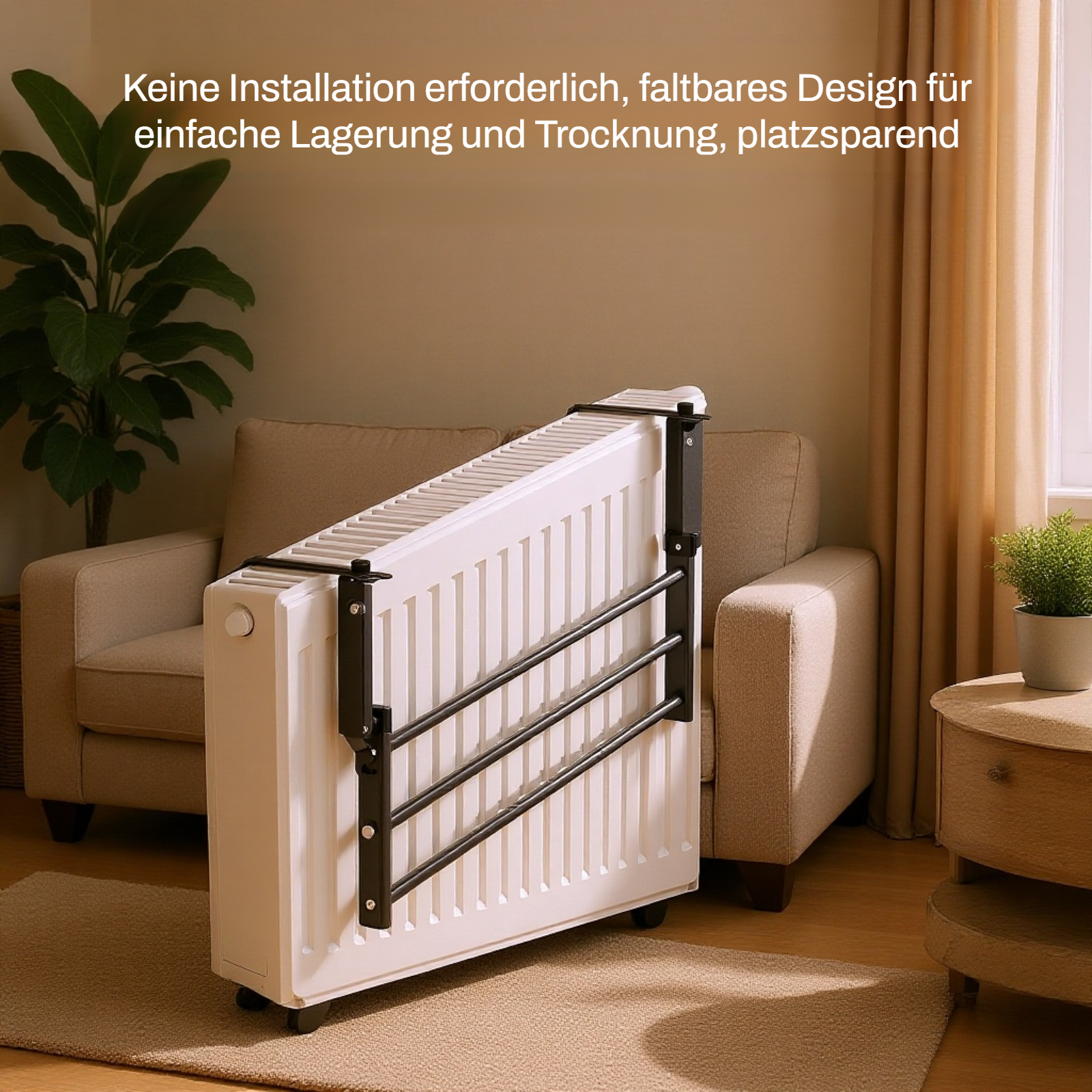 Montage des Wäscheständers am Heizkörper