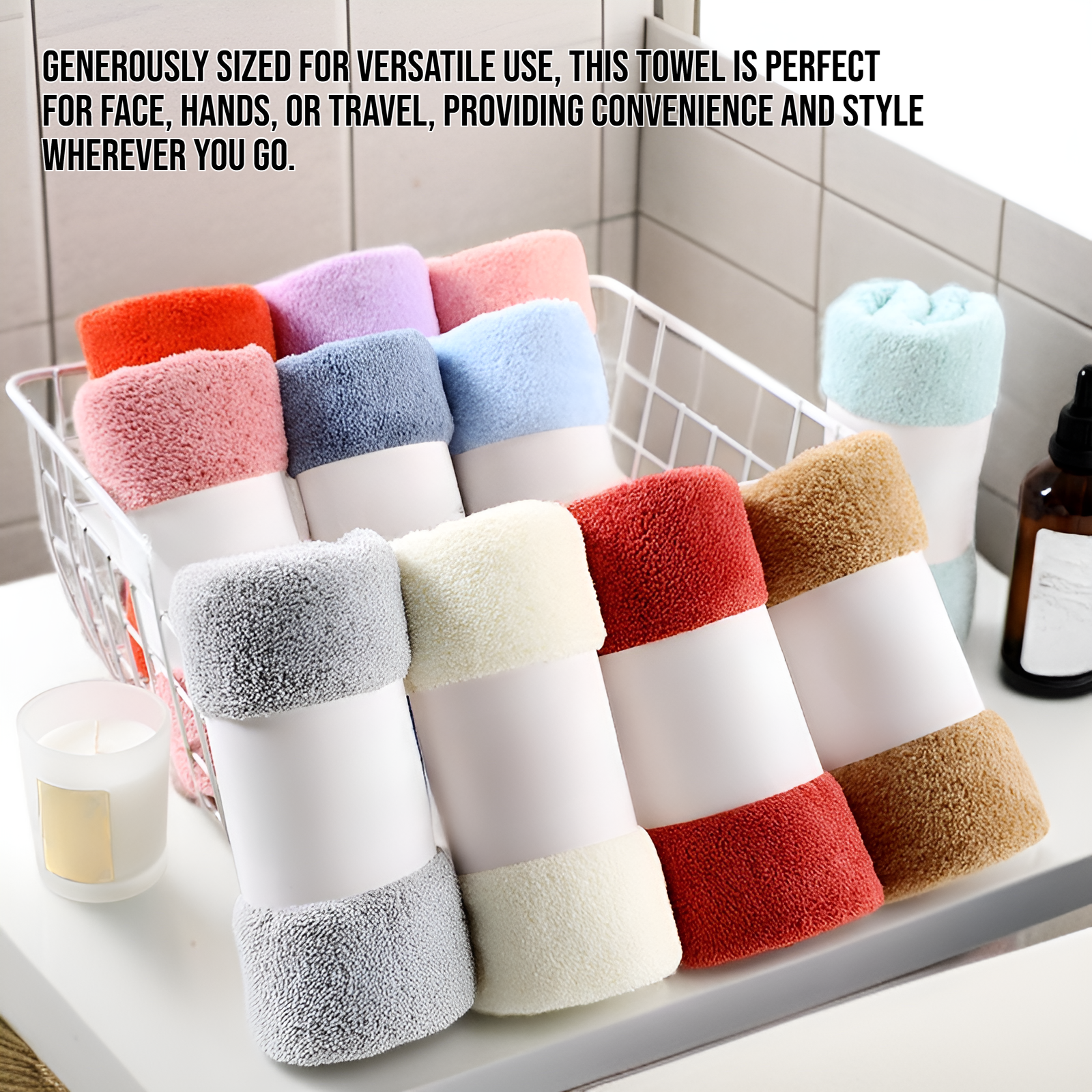 Coral fleece face towel showcasing thick and fluffy fibers