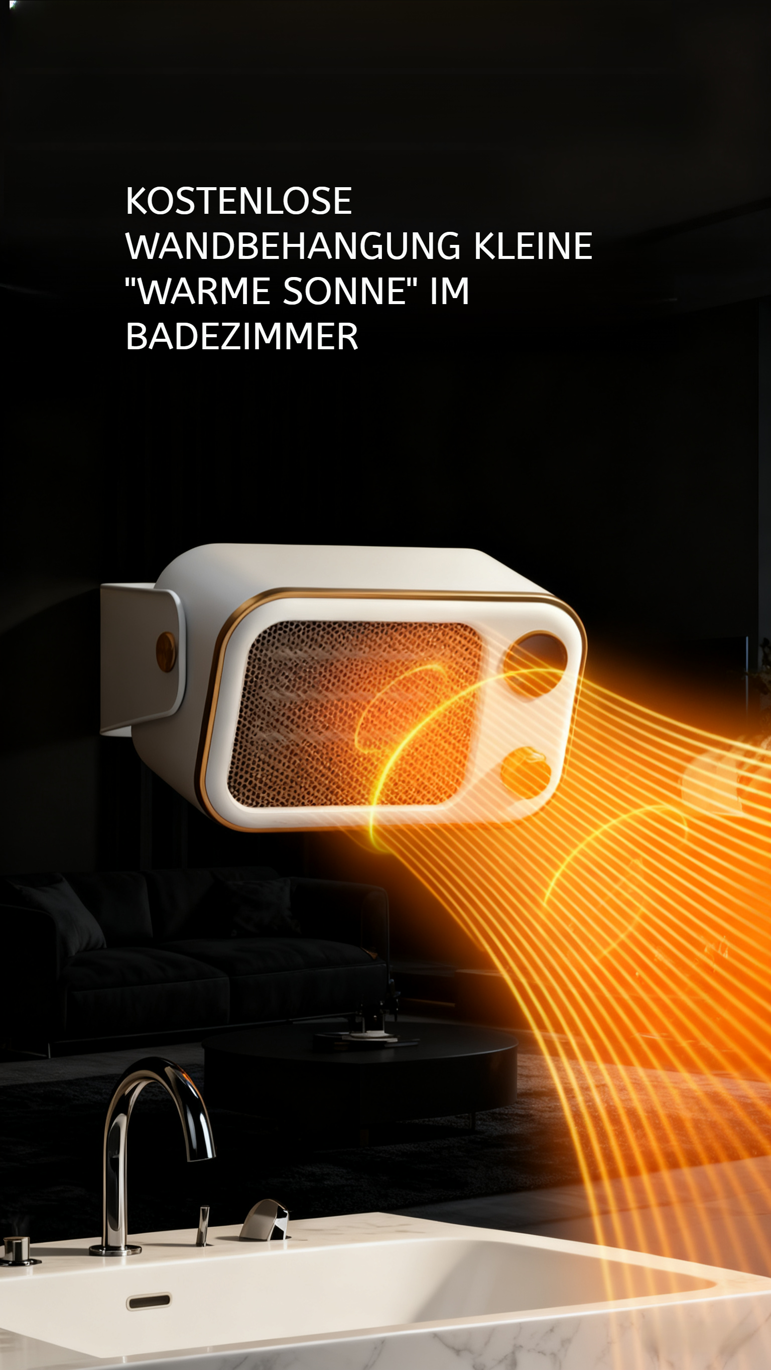 Bohrlose Installation des Heizlüfters an der Wand