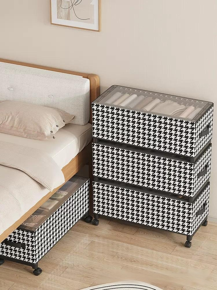 Under bed storage box with wheels for easy access