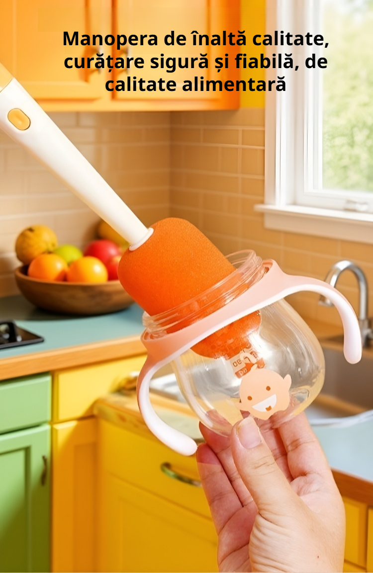 Accesoriu 3 în 1 pentru curățarea sticlelor și cănilor