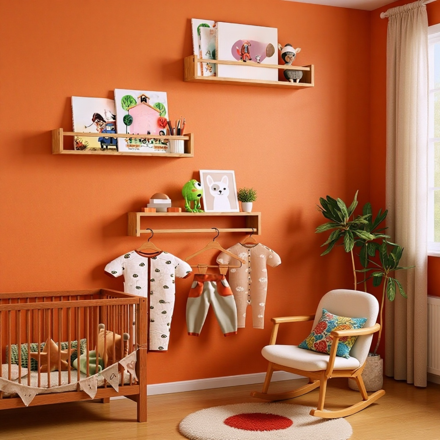 Raft din lemn pentru condimente montat pe perete