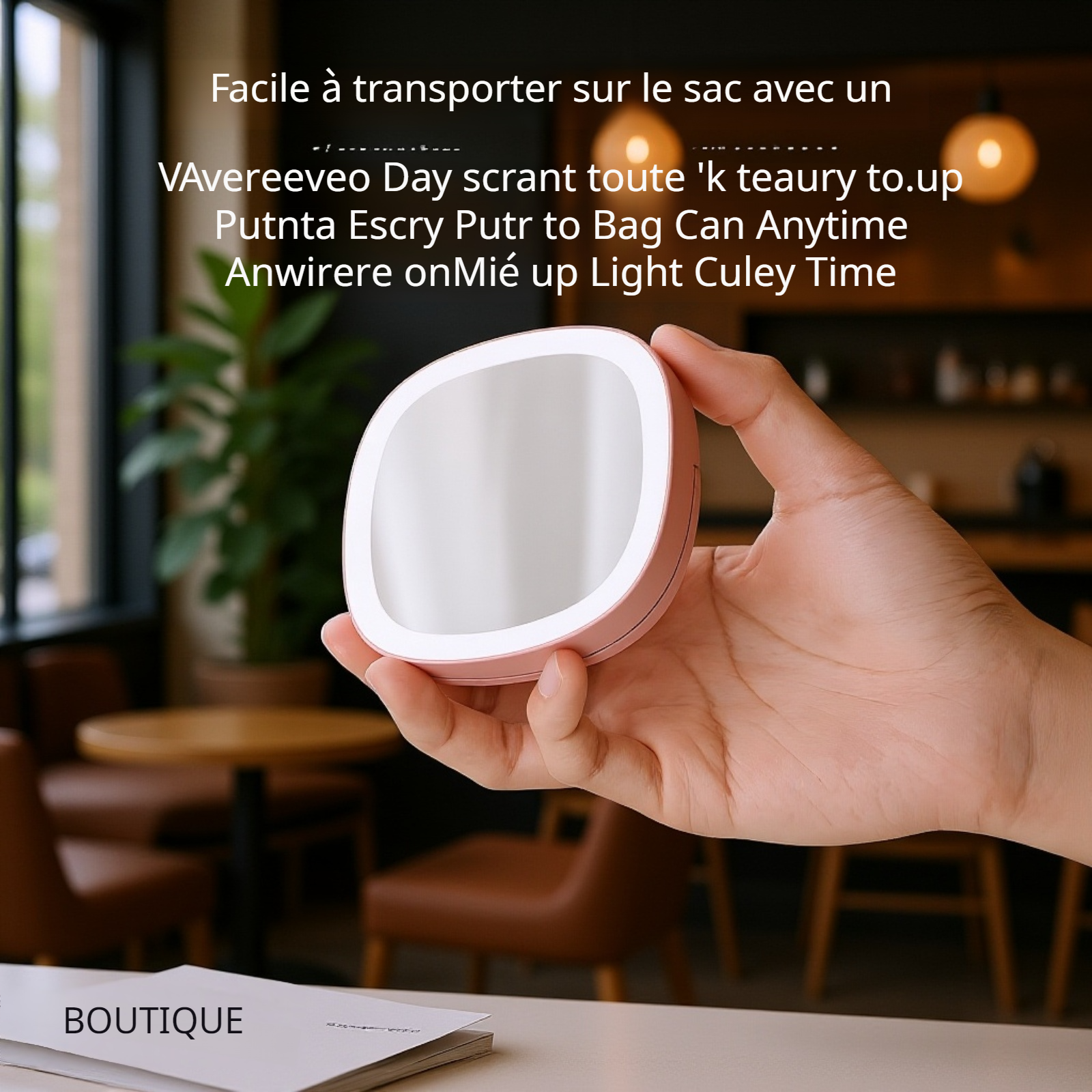 Miroir de voyage pliable avec lumière LED