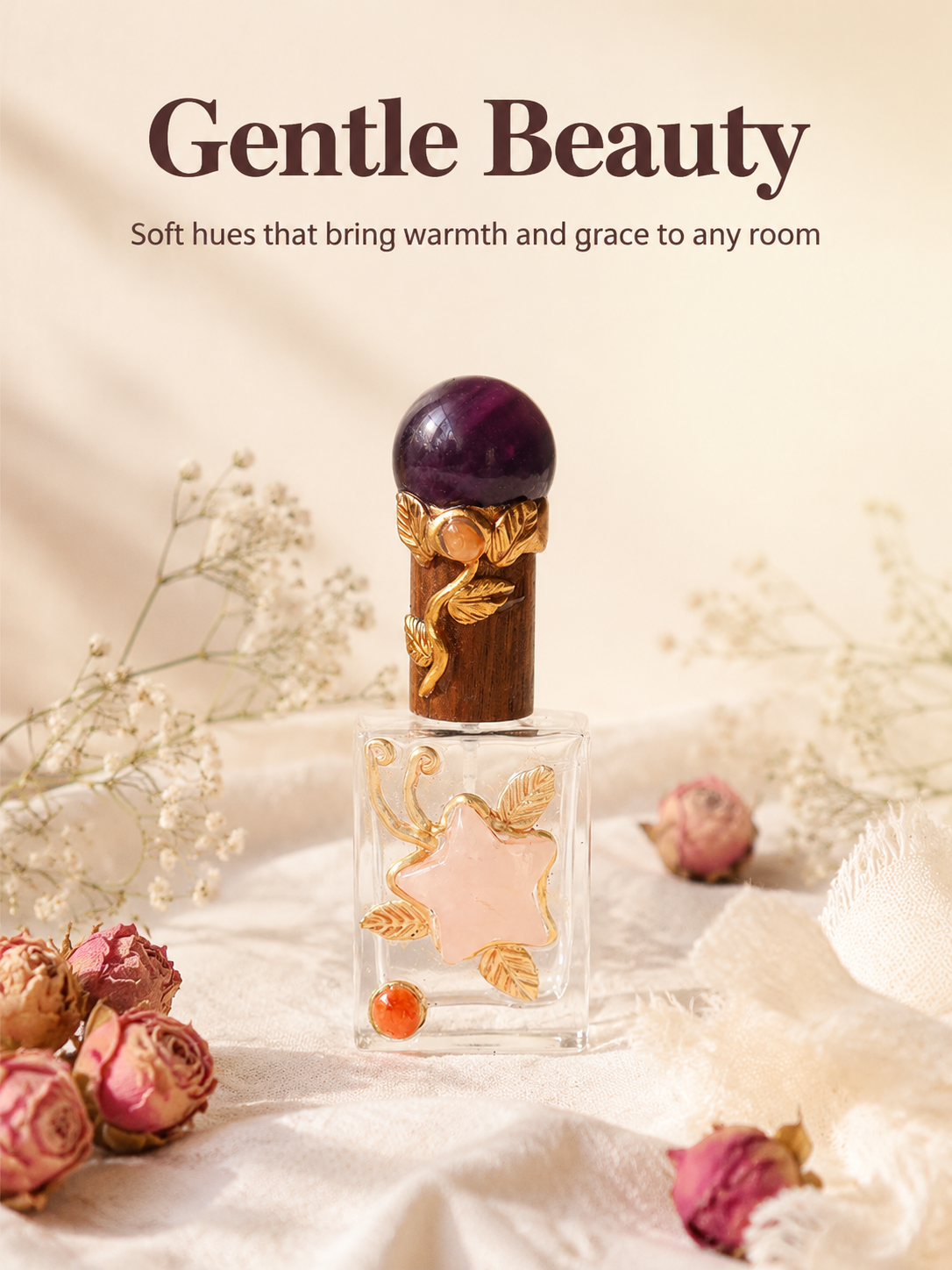 Unique gemstone crystal perfume bottle ornament
